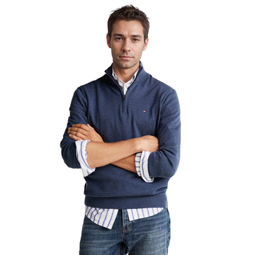 Tommy Hilfiger Essential Cotton 1/4 Zip Aegean Sea/Heather DVI