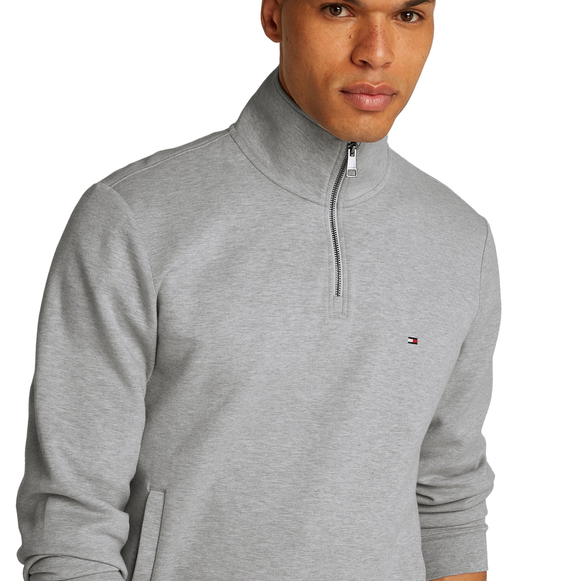 Tommy Hilfiger Essential Intechno 1/4 Zip - Light Grey Heather P01 ...