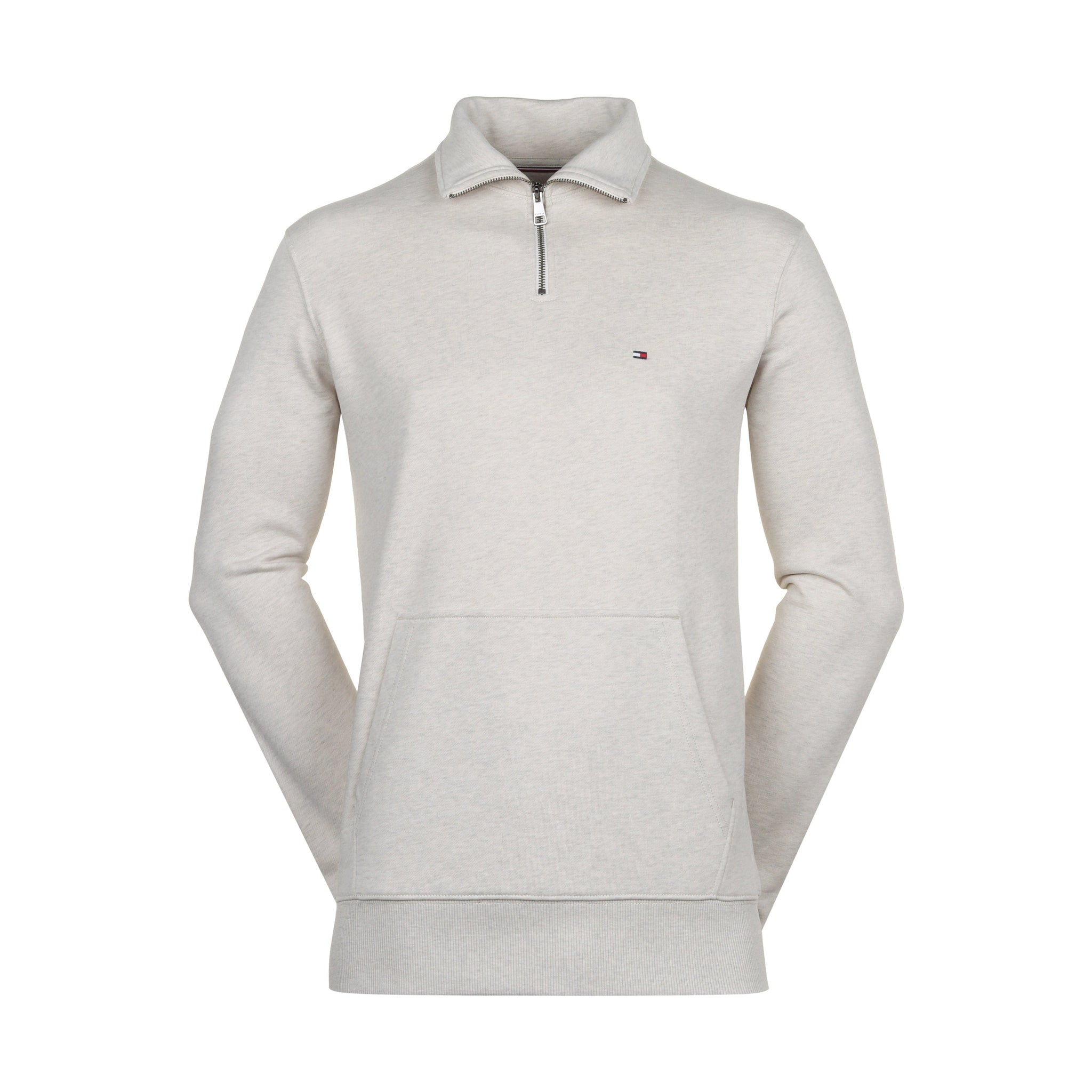 Tommy Hilfiger Essential Terry 1/4 Zip Heathered Oatmilk HGF