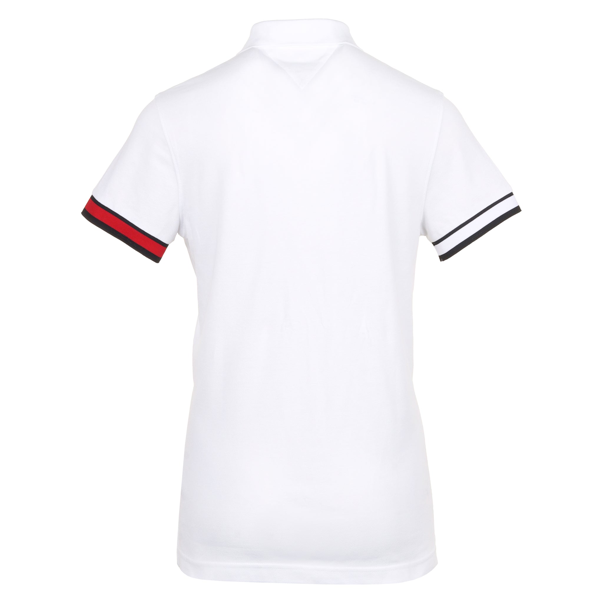 Tommy Hilfiger Flag Cuff Polo Shirt White YBR