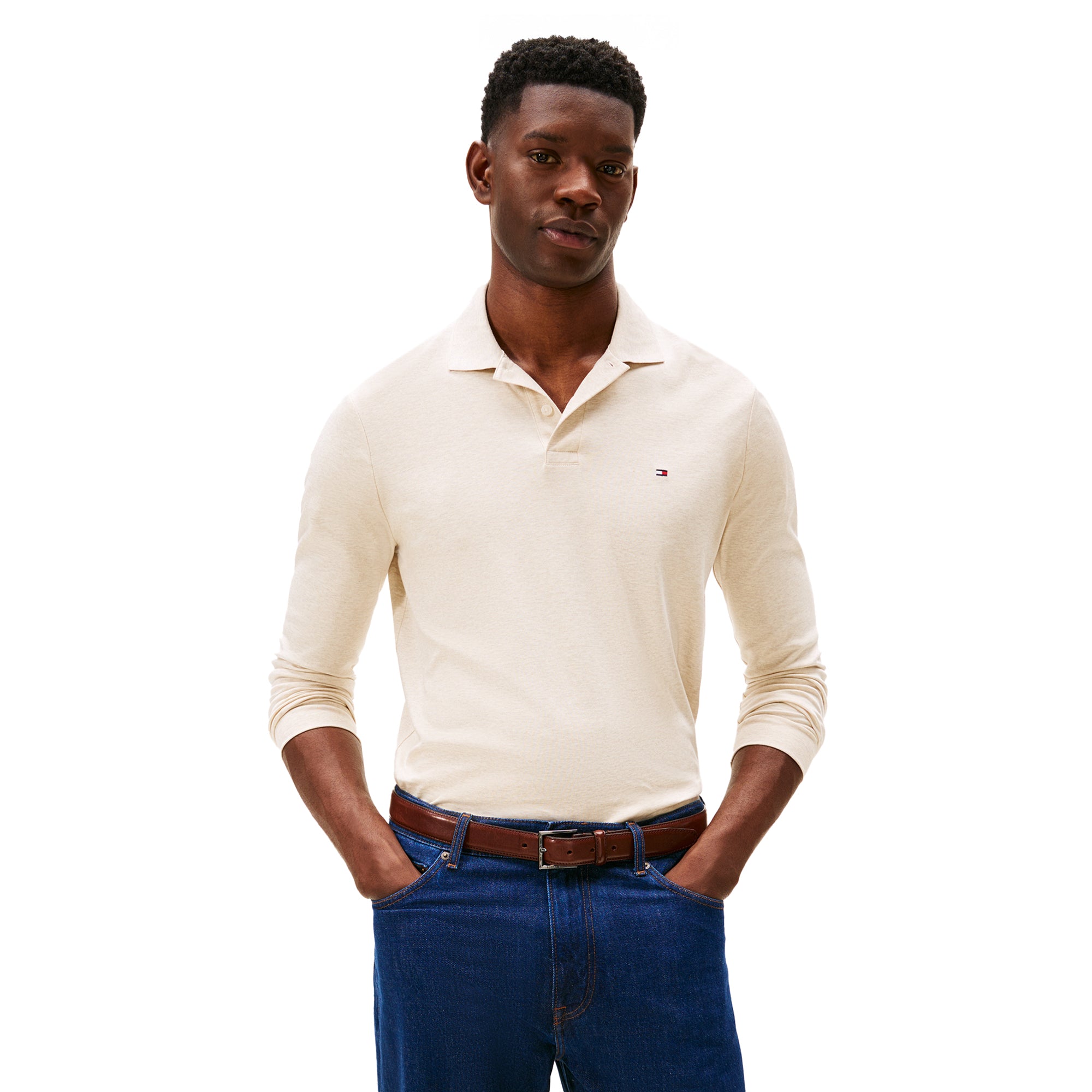 Tommy Hilfiger Liquid Cotton Long Sleeve Polo Shirt Heathered