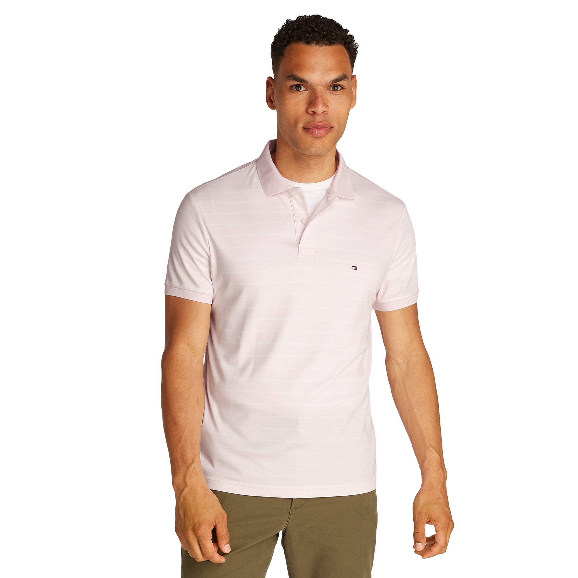 Tommy Hilfiger Liquid Cotton Polo Shirt Light Pink/Ecru 0D1