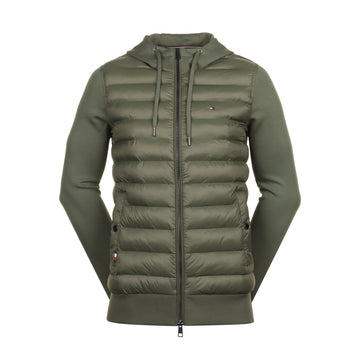 Tommy Hilfiger Mixed Media Full Zip Hooded Jacket Battle Green PLI