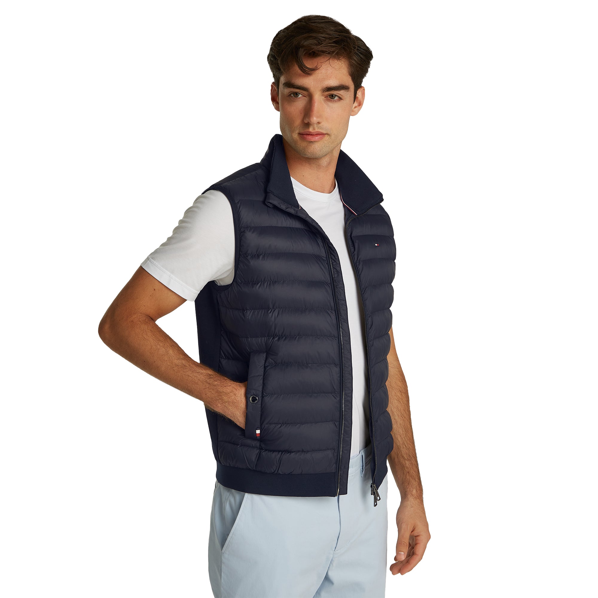 Tommy Hilfiger Mixed Media Full Zip Vest Desert Sky DW5