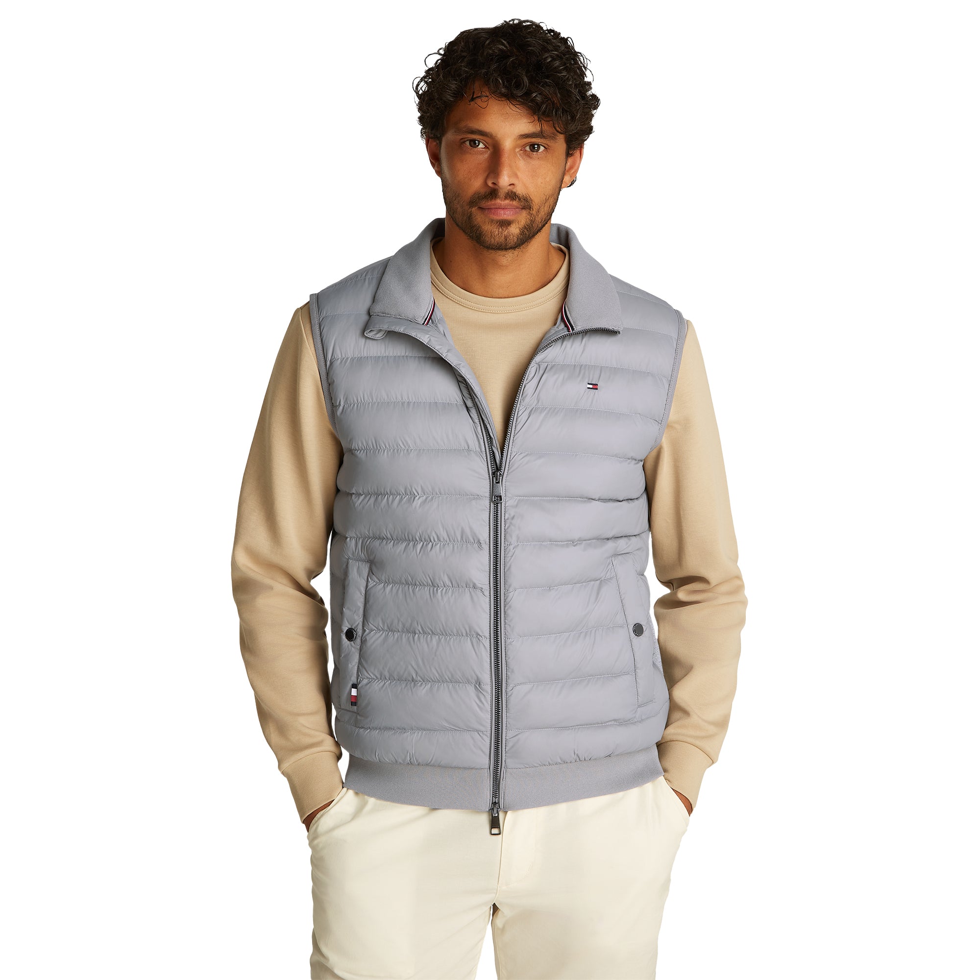 Tommy Hilfiger Mixed Media Full Zip Vest Medium Grey Heather P91