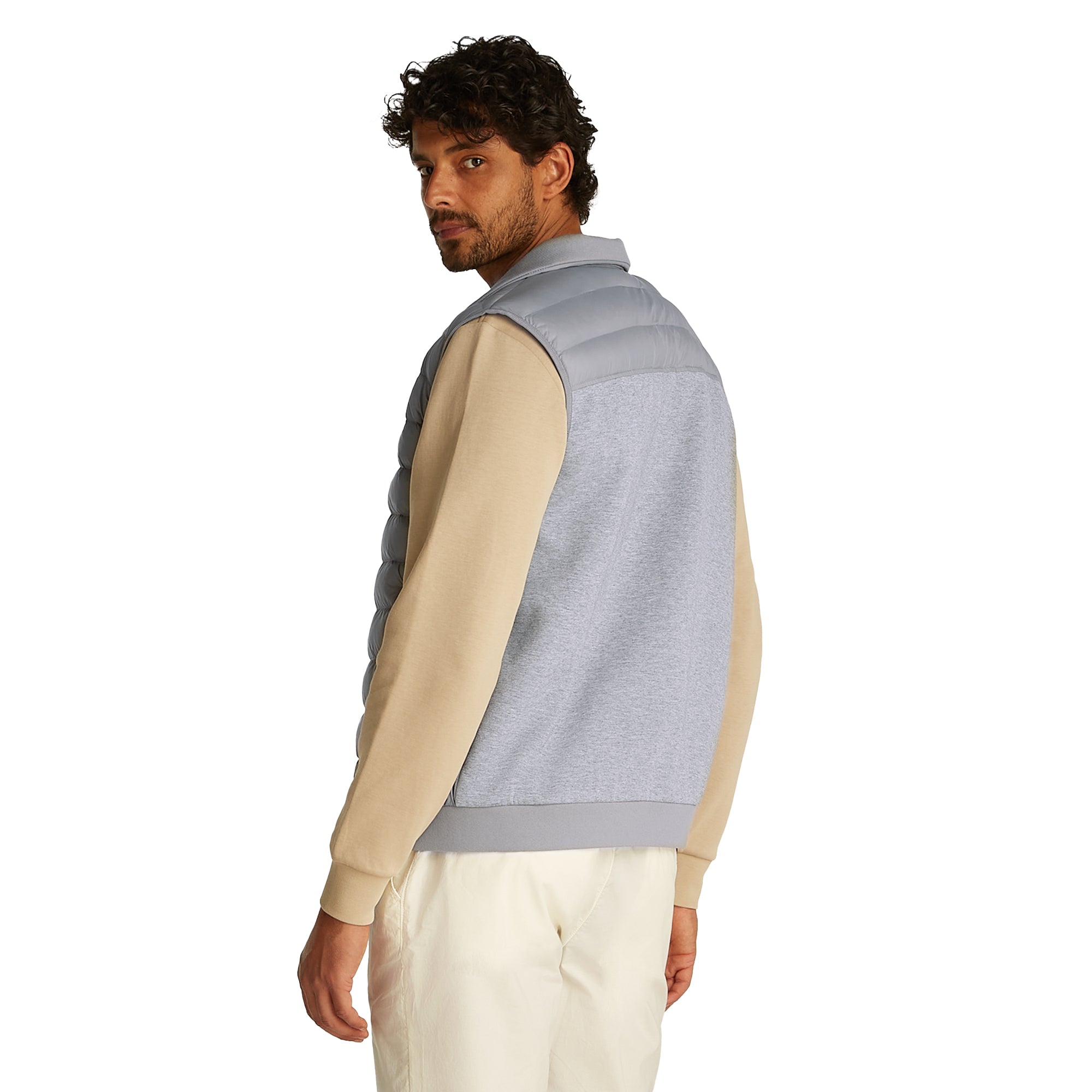 Tommy Hilfiger Mixed Media Full Zip Vest Medium Grey Heather P91