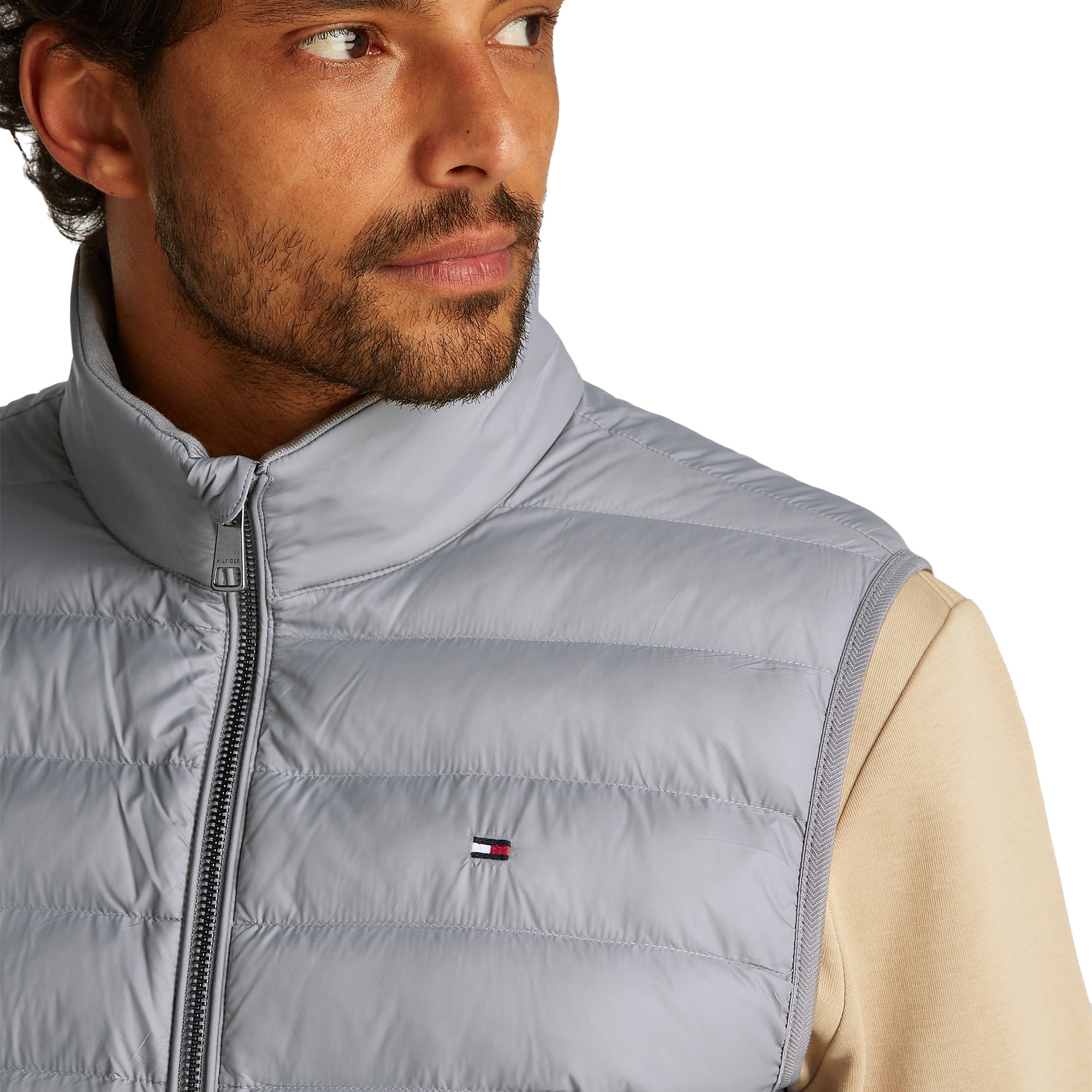 Tommy Hilfiger Mixed Media Full Zip Vest Medium Grey Heather P91