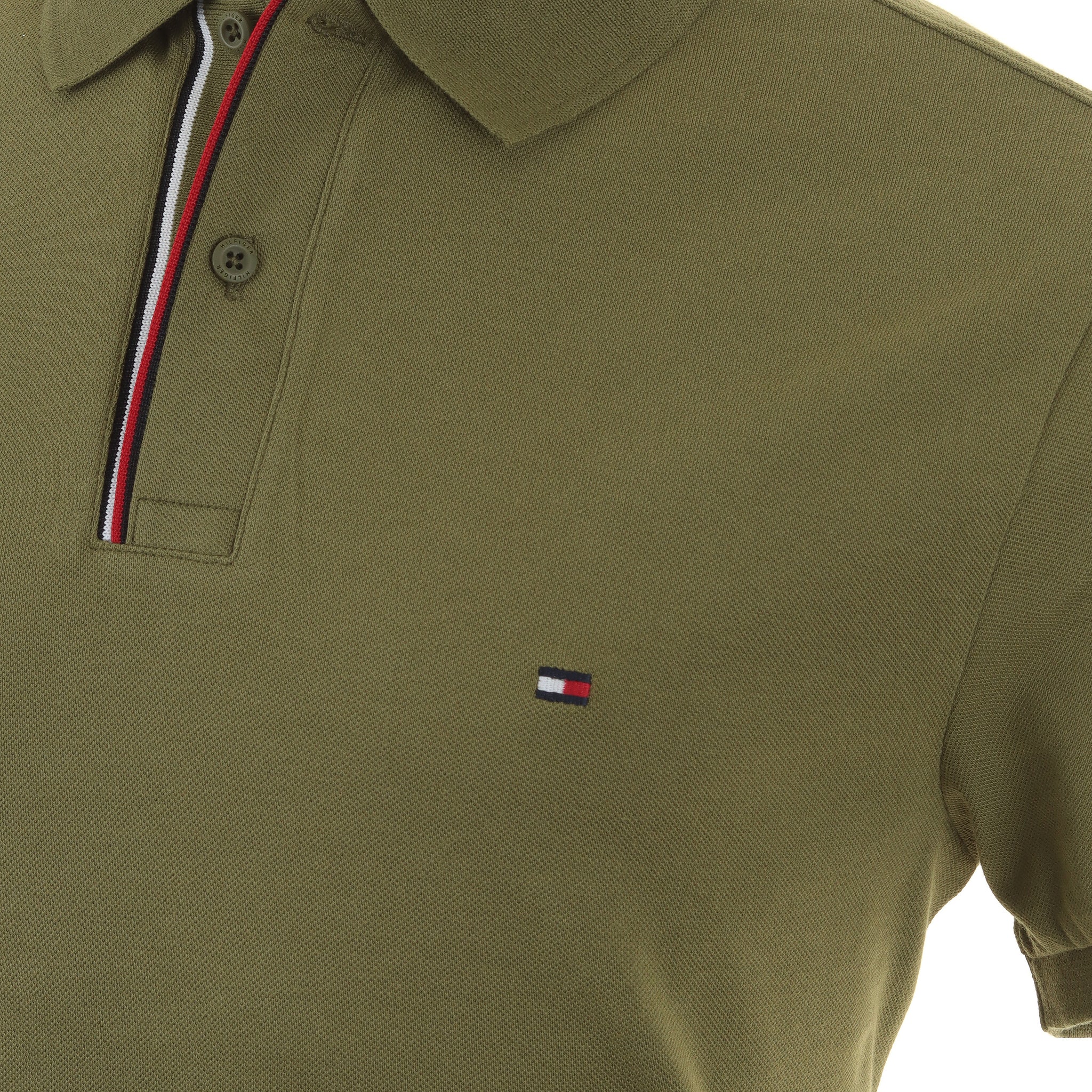 Tommy Hilfiger RWB Detail Slim Polo Shirt MW0MW33268 Putting Green MS2 ...