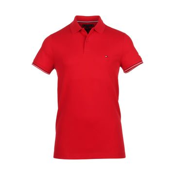 Tommy Hilfiger Stripe Cuff Polo Shirt Primary Red XLG