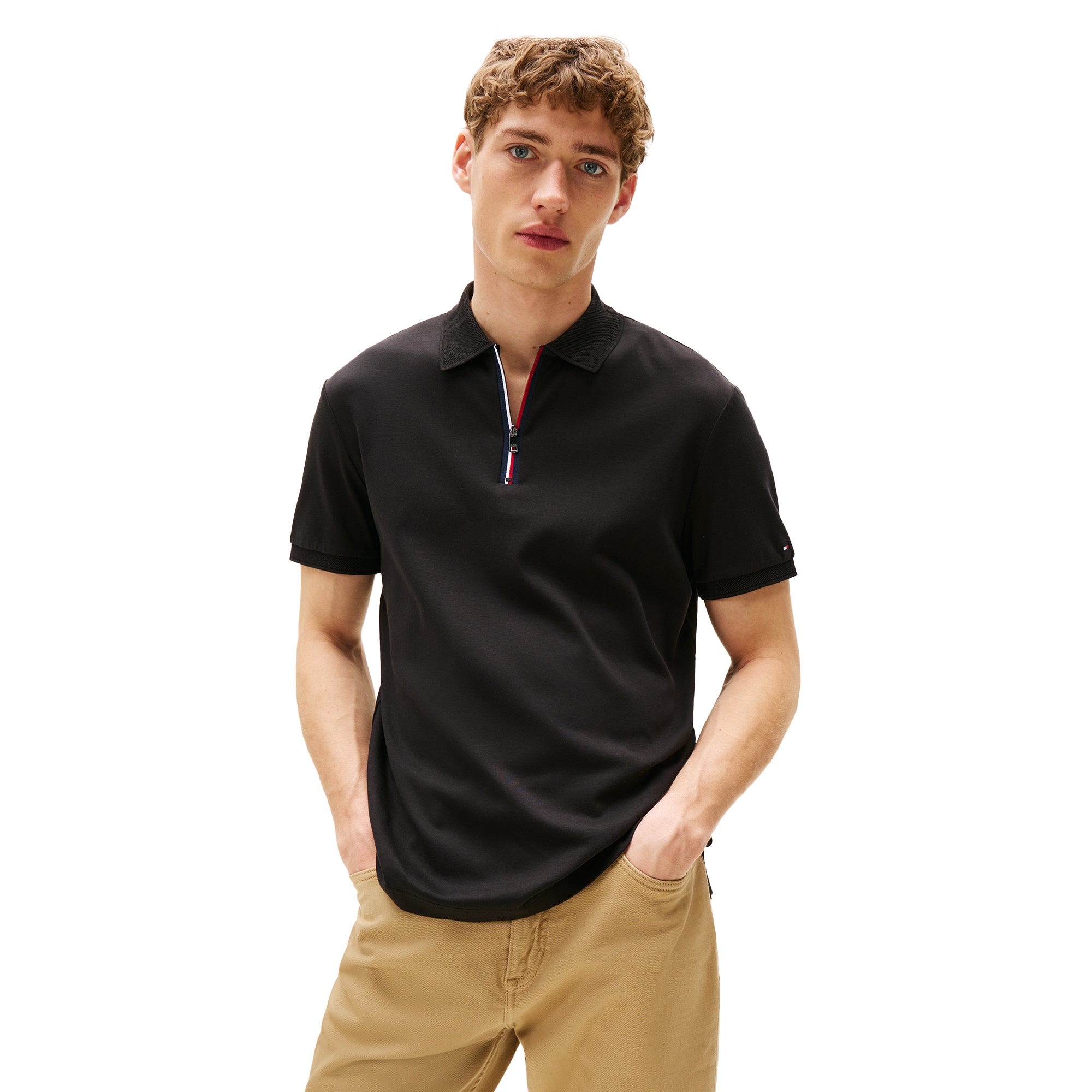 Tommy Hilfiger Zip Interlock Polo Shirt - White YBR - MW0MW39552