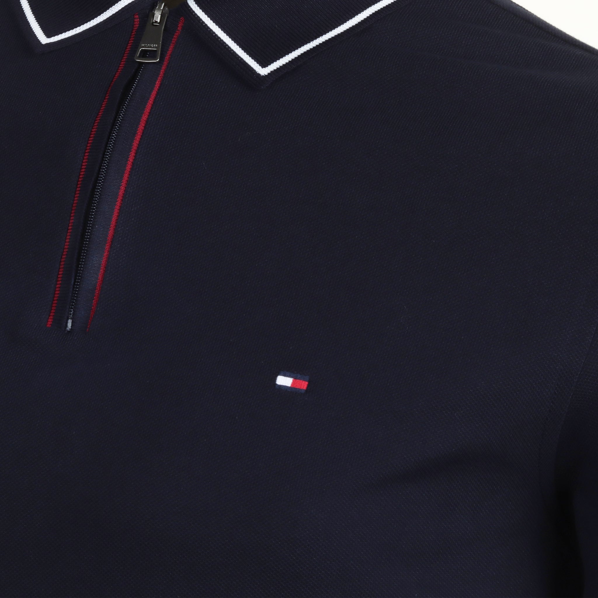 Tommy Hilfiger Zip RWB Detail Long Sleeve Polo Shirt Desert Sky DW5 