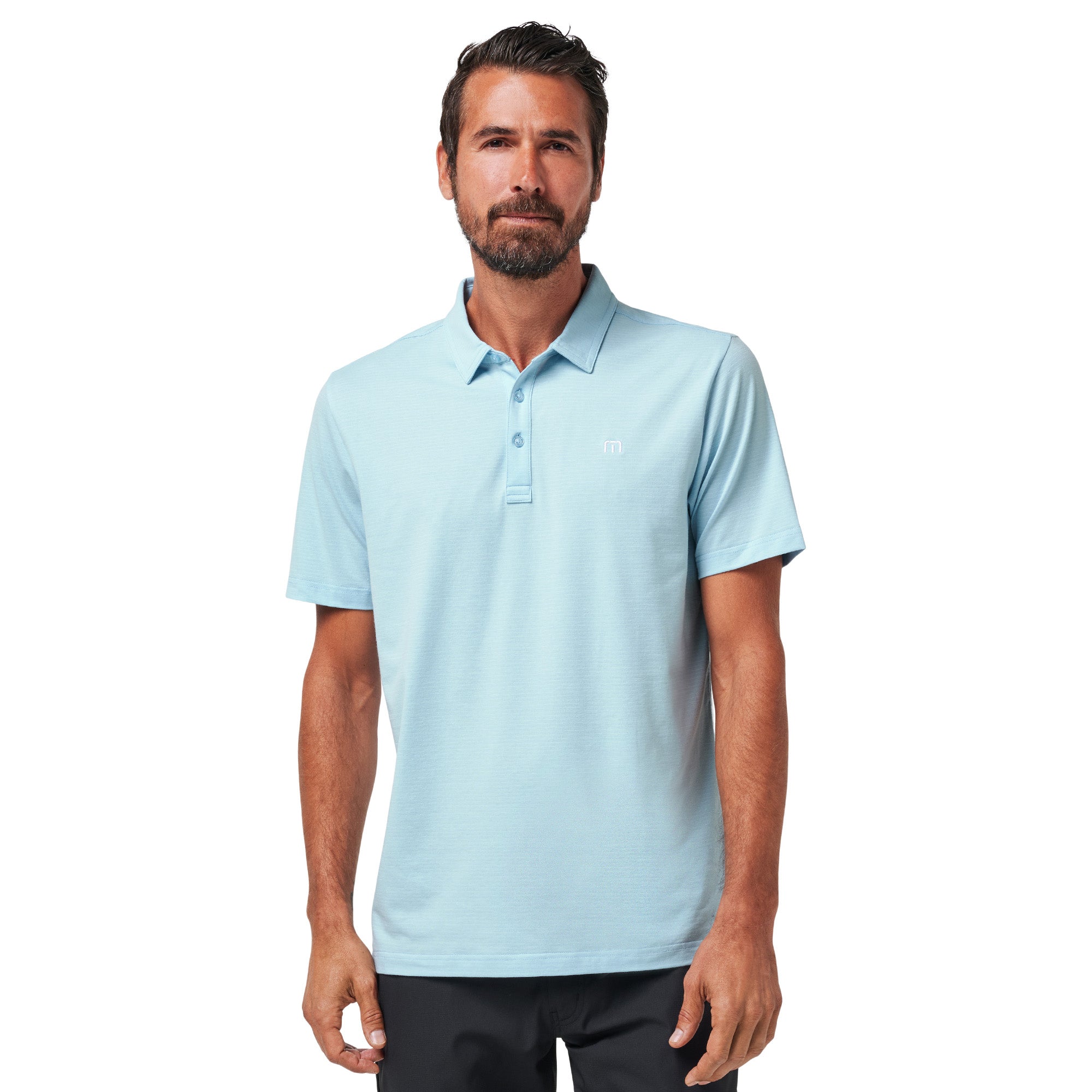 TravisMathew Heater Polo Shirt Heather Dream Blue