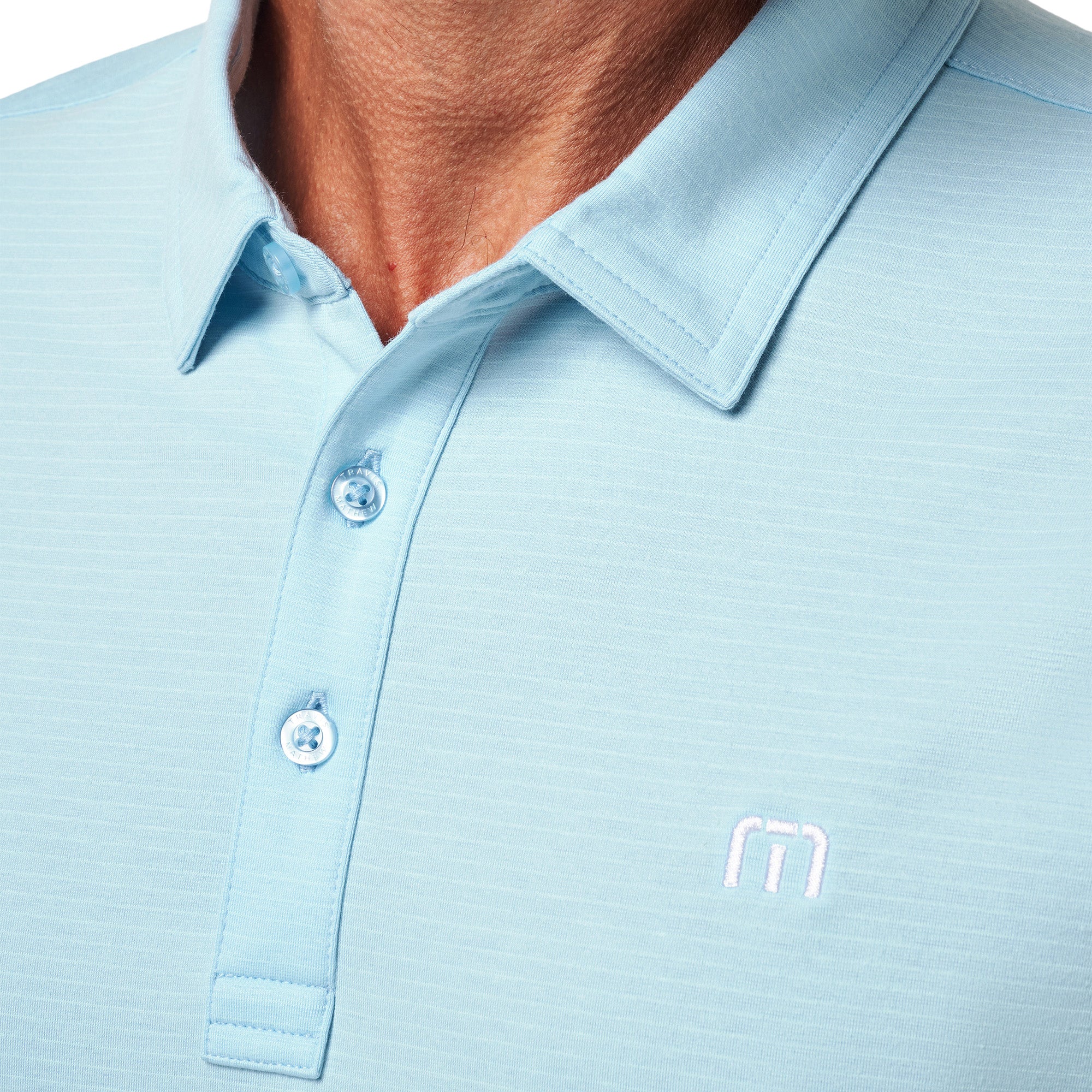 TravisMathew Heater Polo Shirt Heather Dream Blue