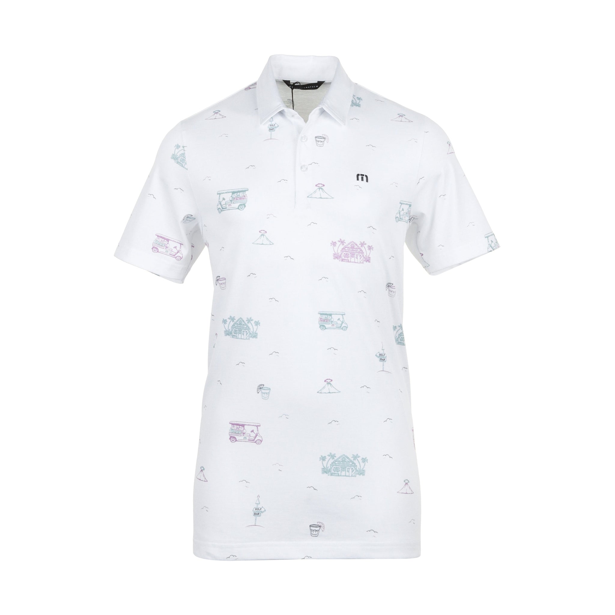 TravisMathew Tiki Mapes Print Polo Shirt White