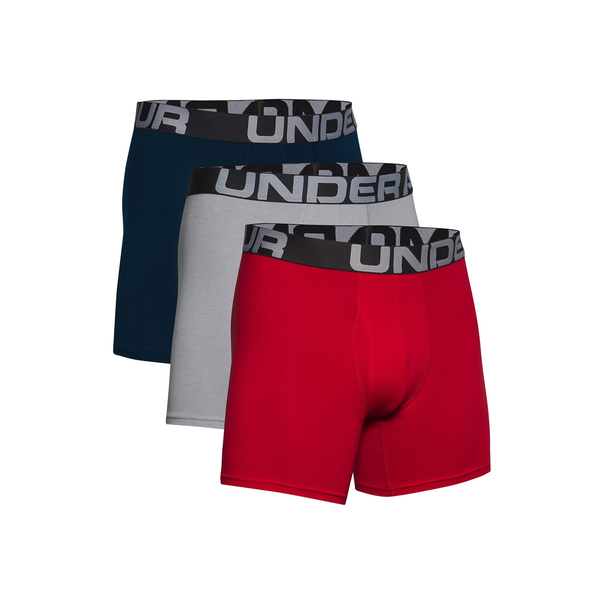 Under Armour Charged Cotton 6" Boxer Jock 3 Pack Red 600