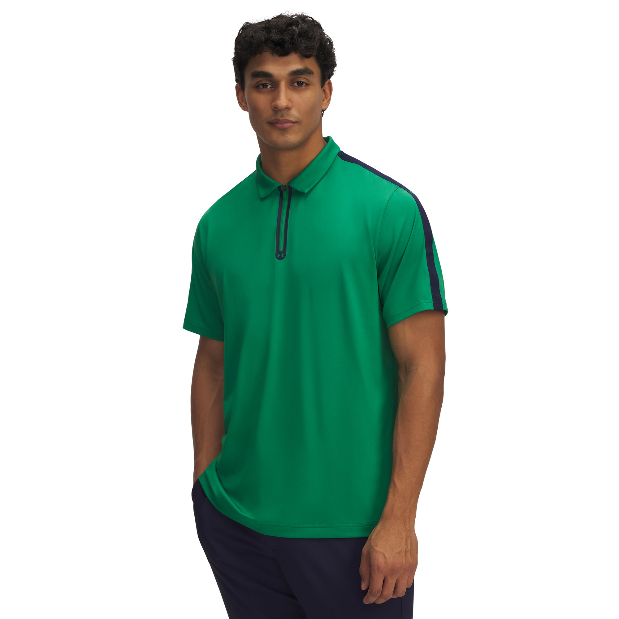Under Armour Golf Drive Zip Polo - Team Kelly Green/ Navy