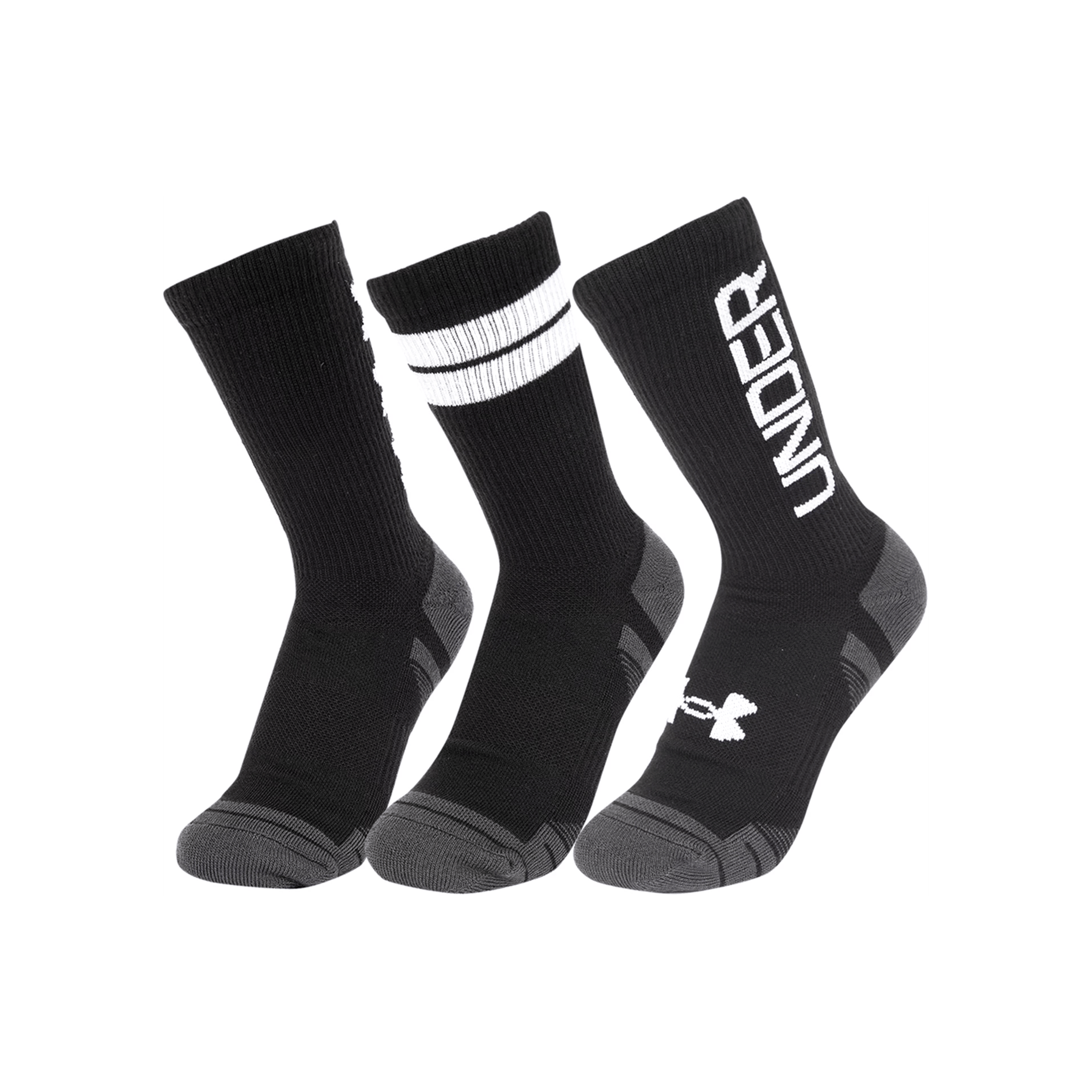 Under Armour Golf Performance Tech Crew Sock - 3 Pack Black/White 002