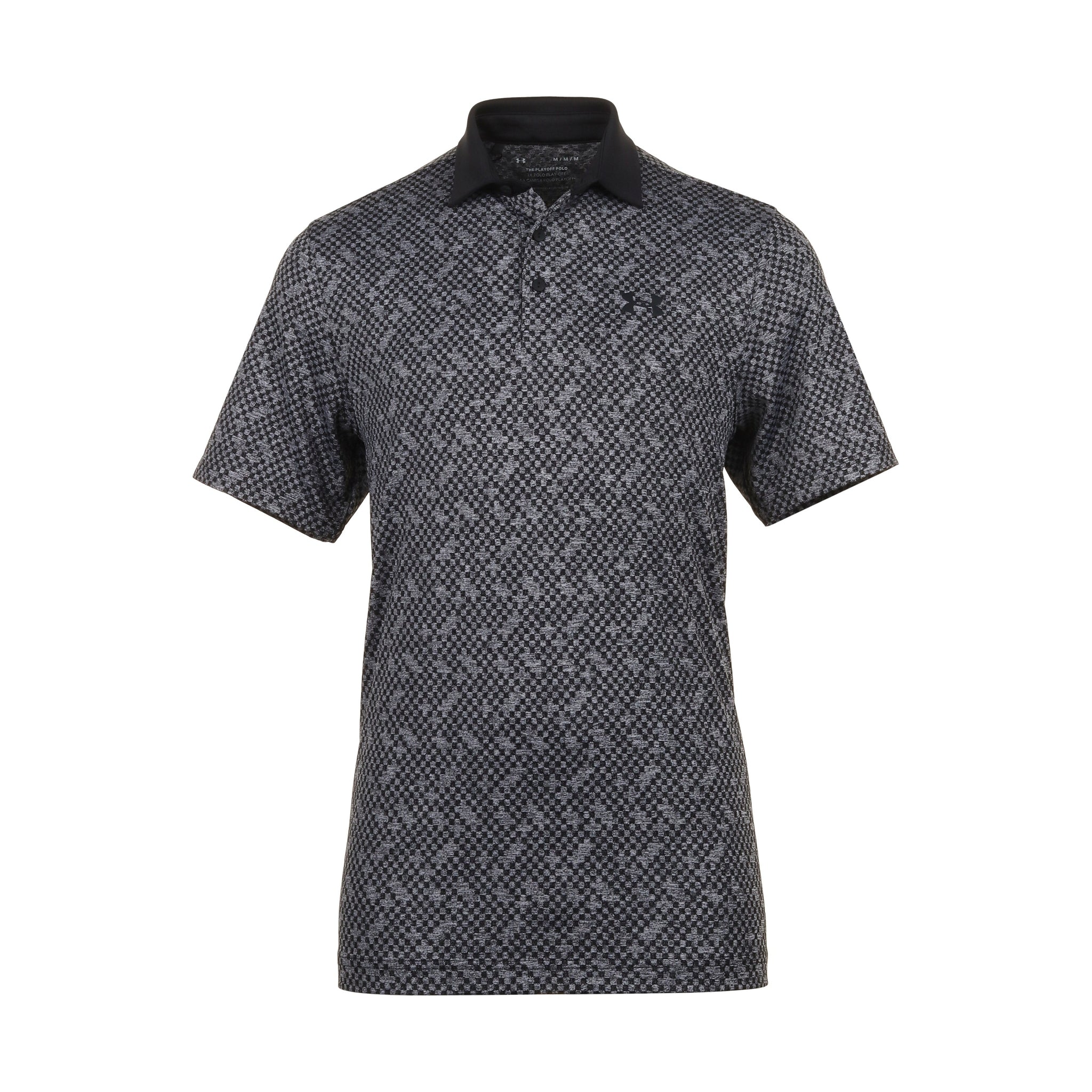 Under Armour Playoff 3.0 Check Jacquard Golf Polo Shirt - Black/White