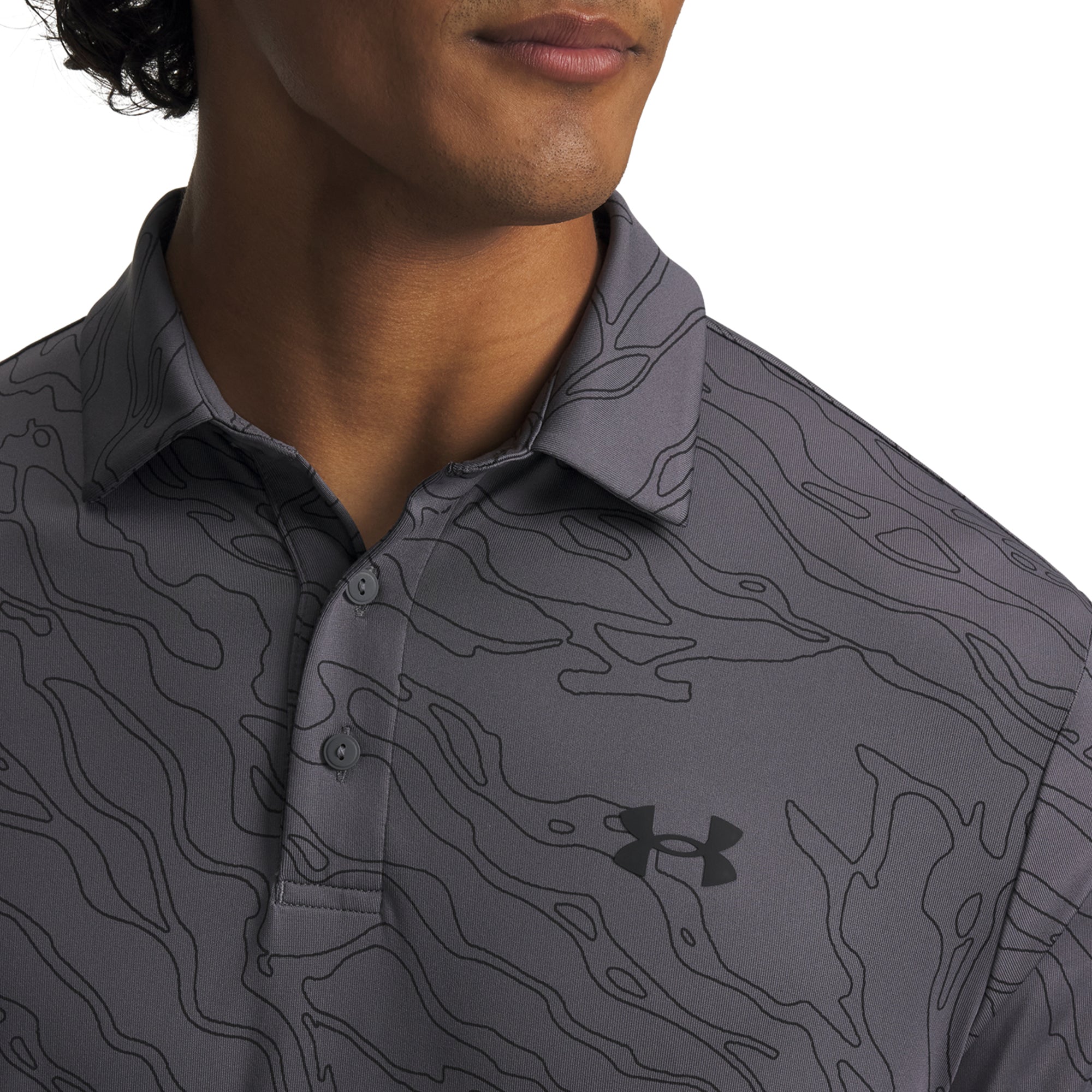 Under Armour Golf Playoff 3.0 Printed Shirt - Castlerock/Black/Black ...