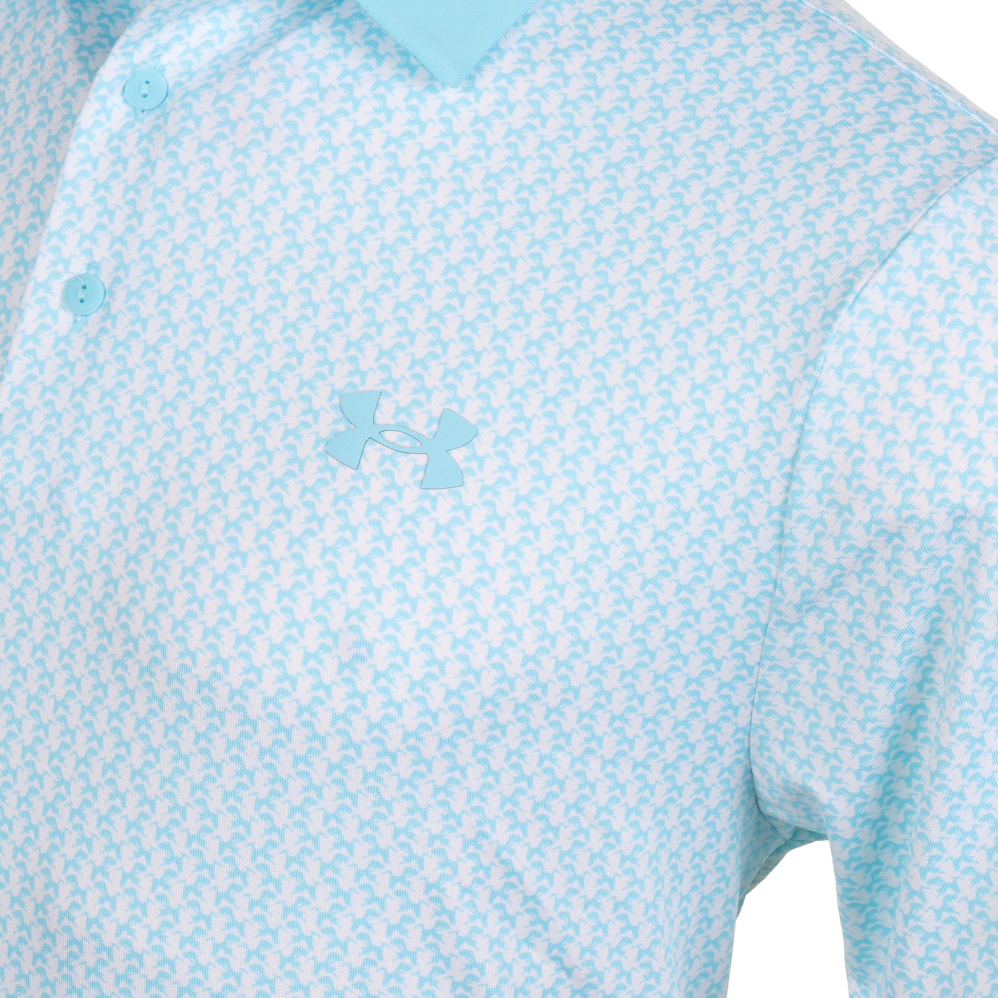 Under Armour Playoff Printed Golf Polo Shirt - Sky Blue/White Under Armour Playoff Printed Golf Polo Shirt - Sky Blue/White