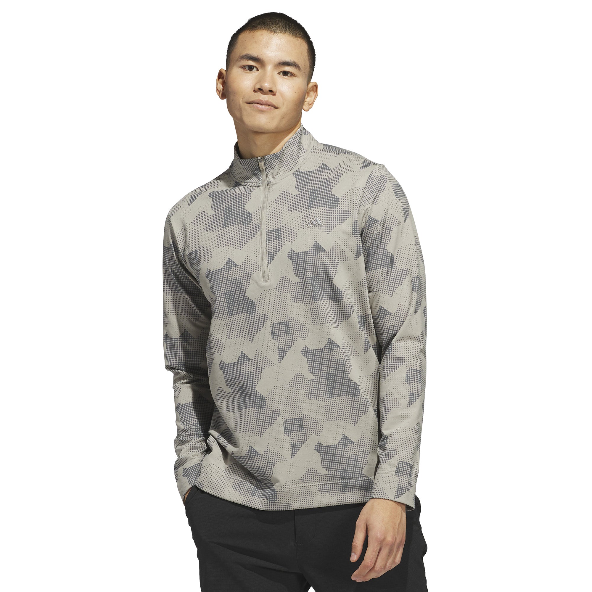 adidas Golf Go-To Print 1/4 Zip Putty Beige