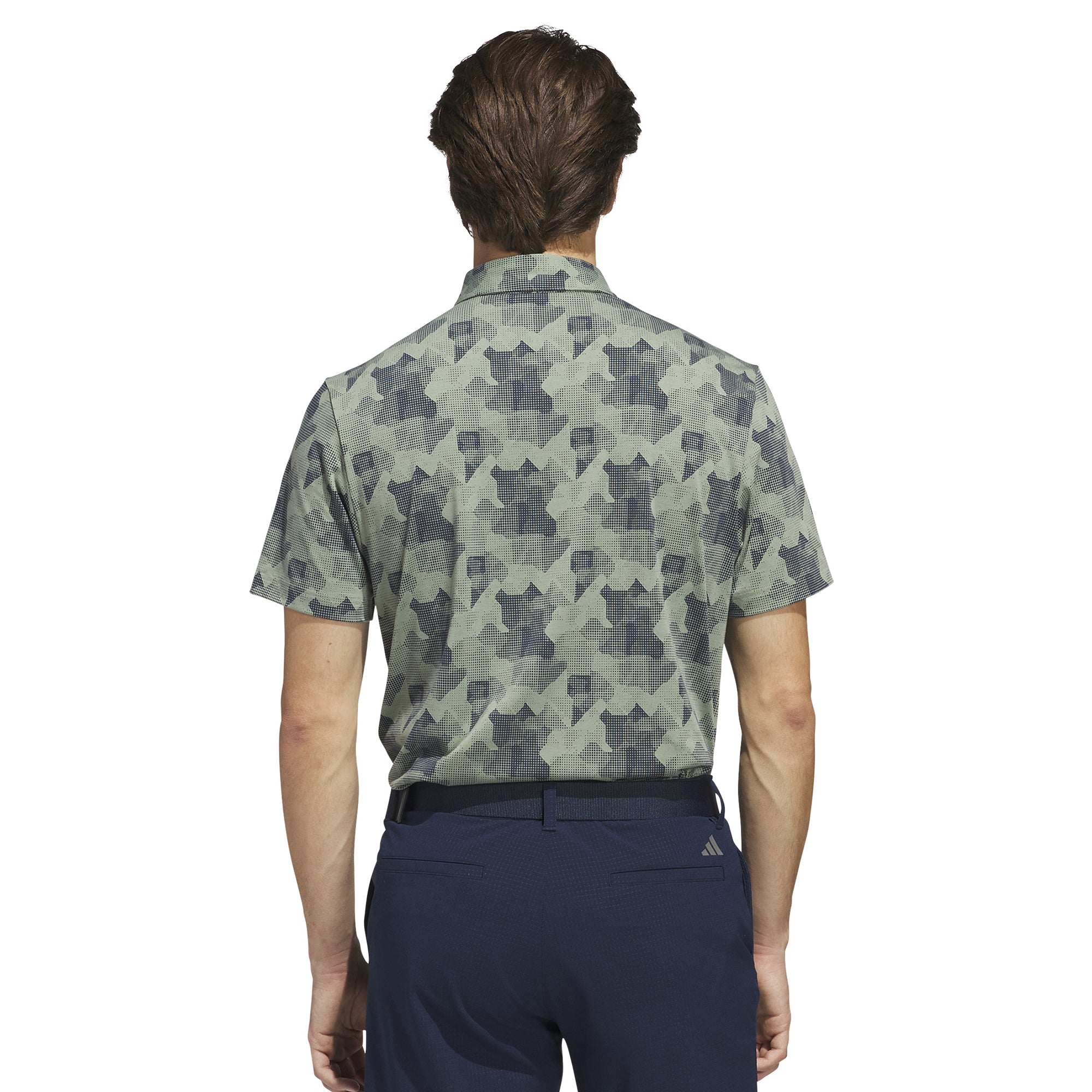 adidas Golf Go-To Print Shirt Silver Green/Collegiate Navy