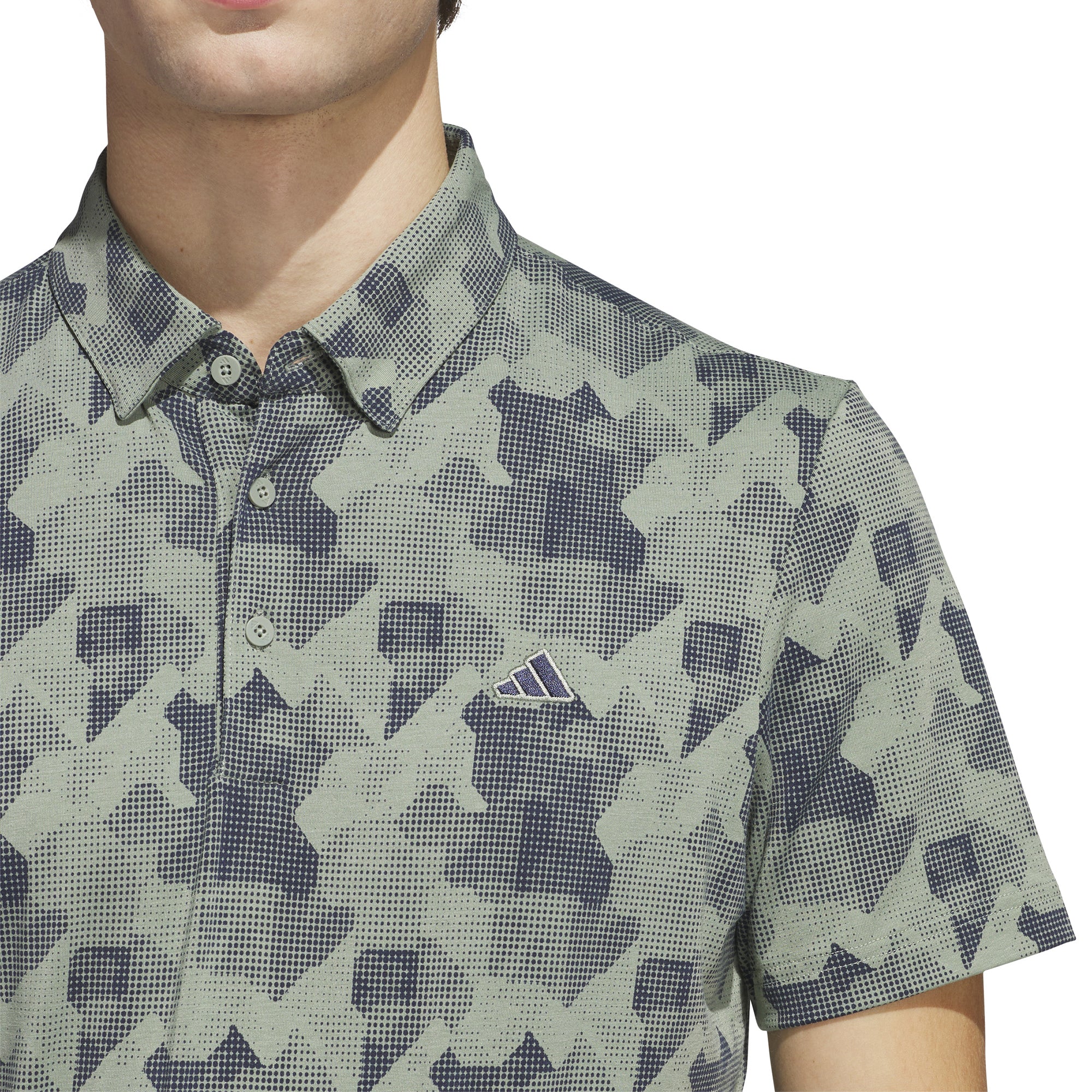 adidas Golf Go-To Print Shirt Silver Green/Collegiate Navy