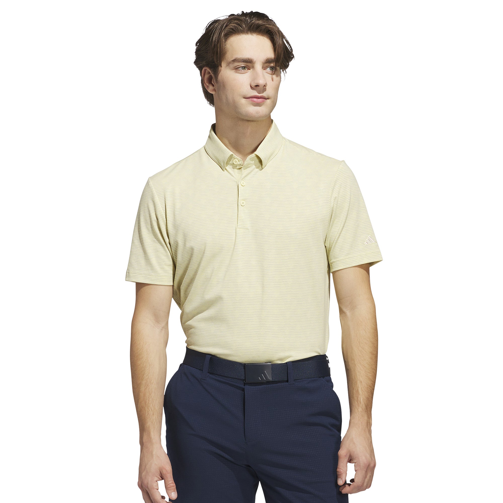 adidas Golf Go-To Stripe Shirt Powder Yellow Melange/Silver