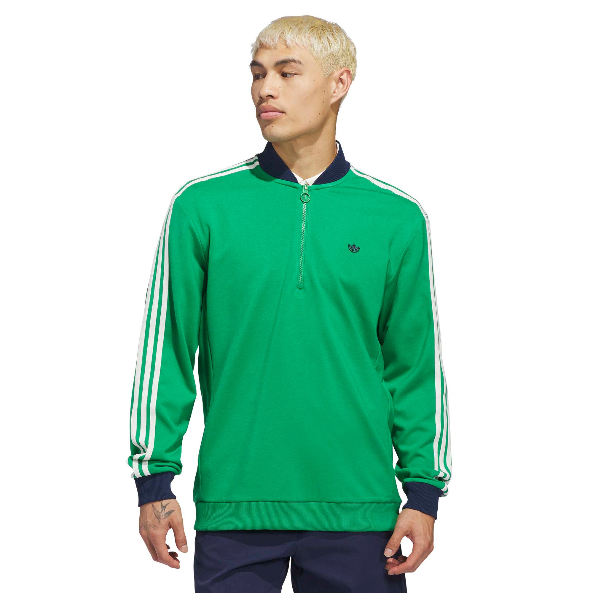 adidas Golf Originals 3-Stripes 1/4 Zip - Green - JP2061