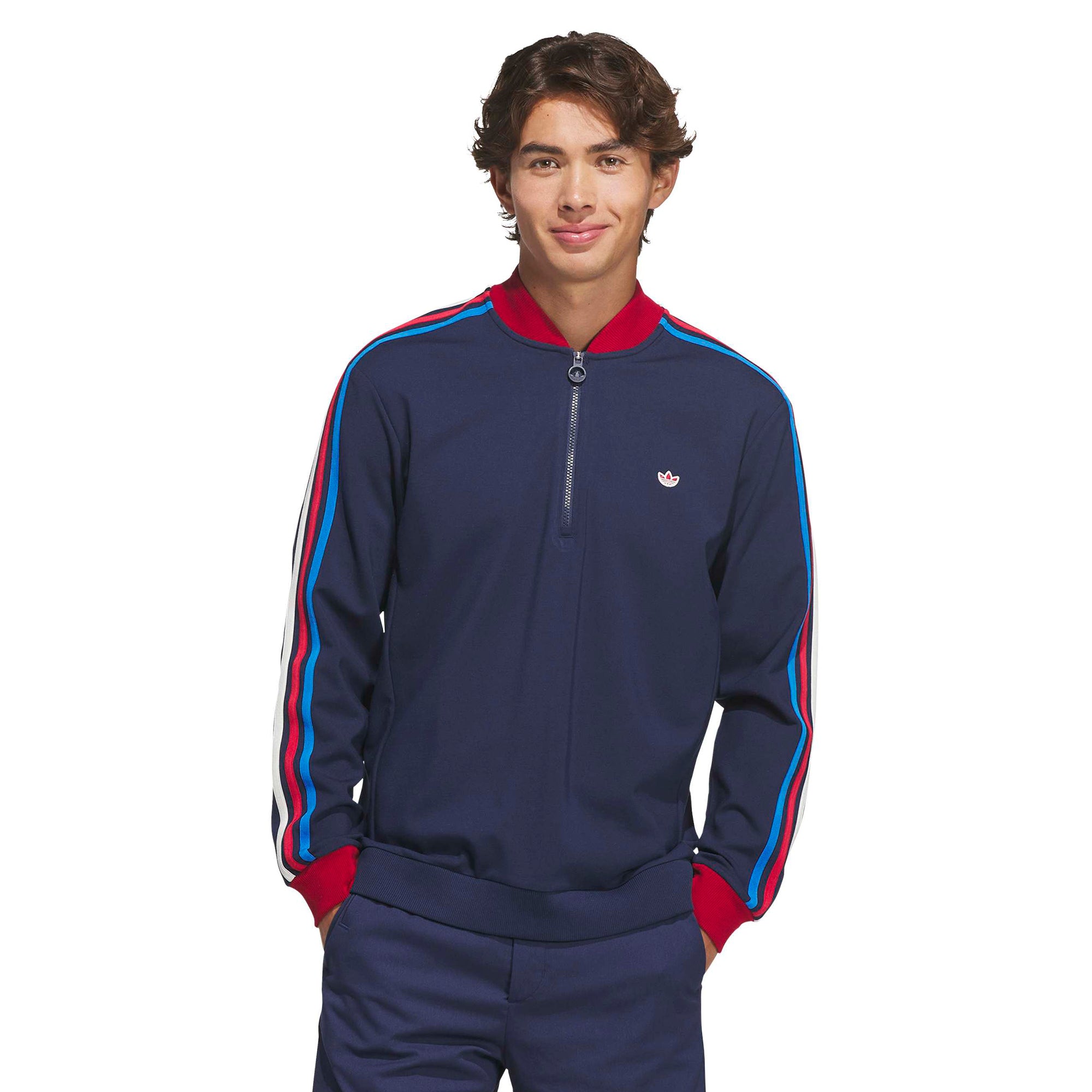 adidas Golf Originals 3-Stripes 1/4 Zip - Night Indigo/Court Green