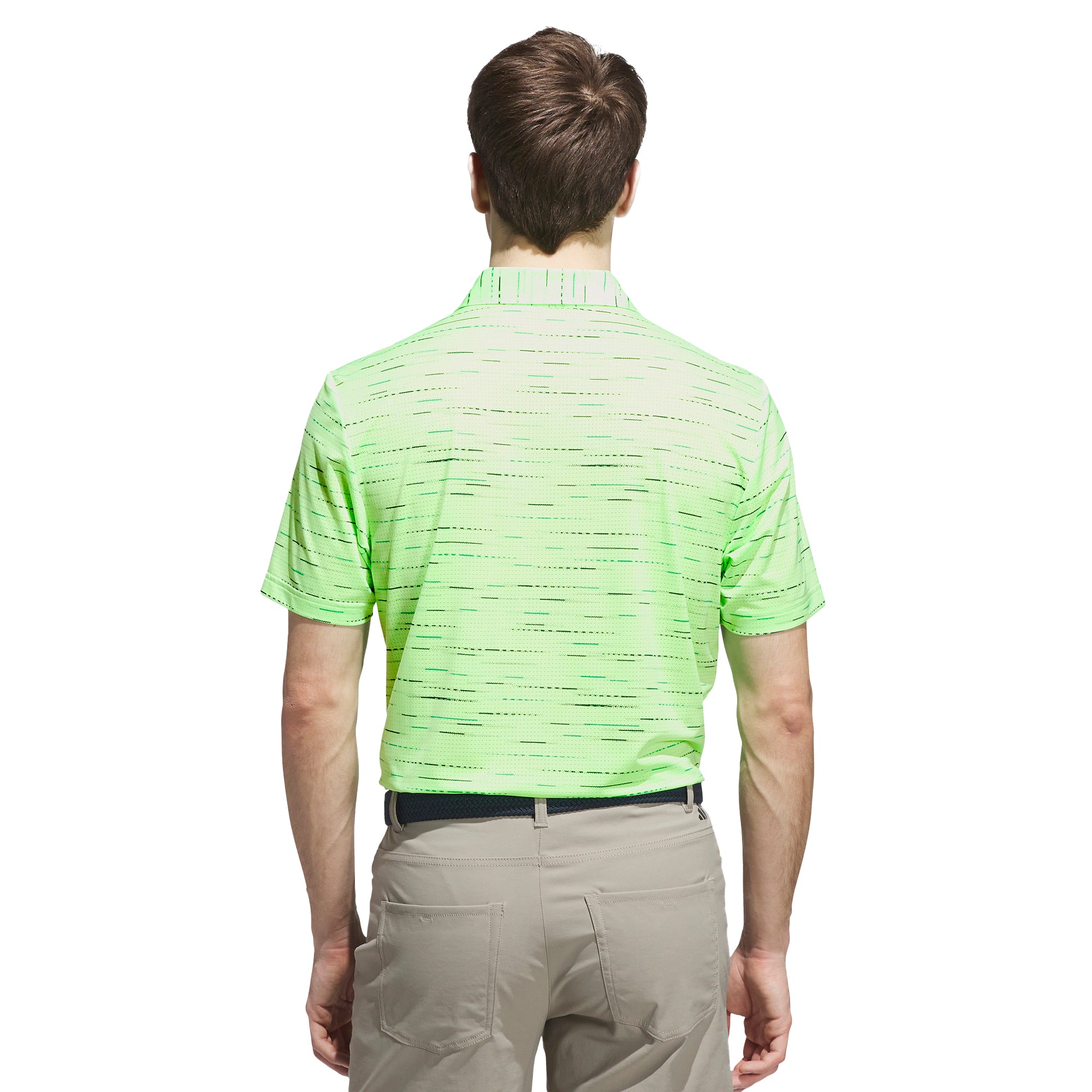adidas Golf Ultimate365 Mesh Stripe Print Shirt Lime Burst