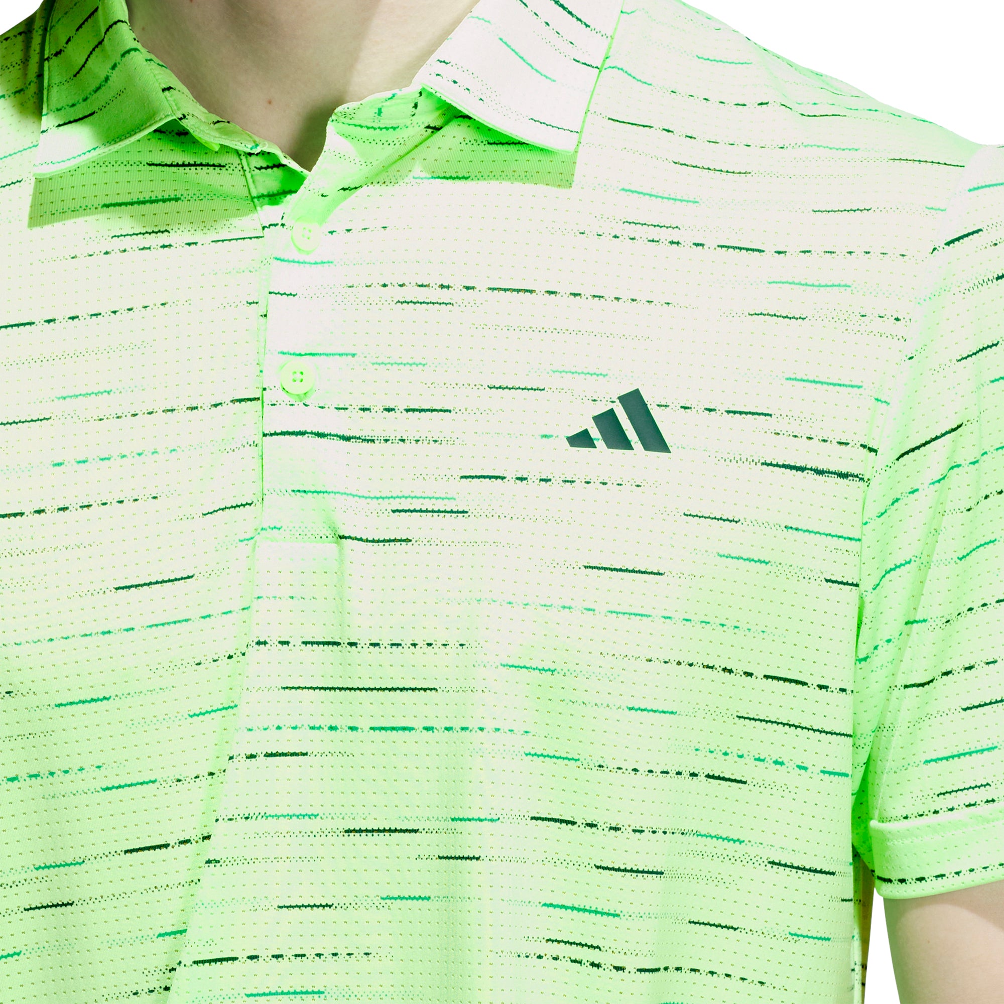 adidas Golf Ultimate365 Mesh Stripe Print Shirt Lime Burst