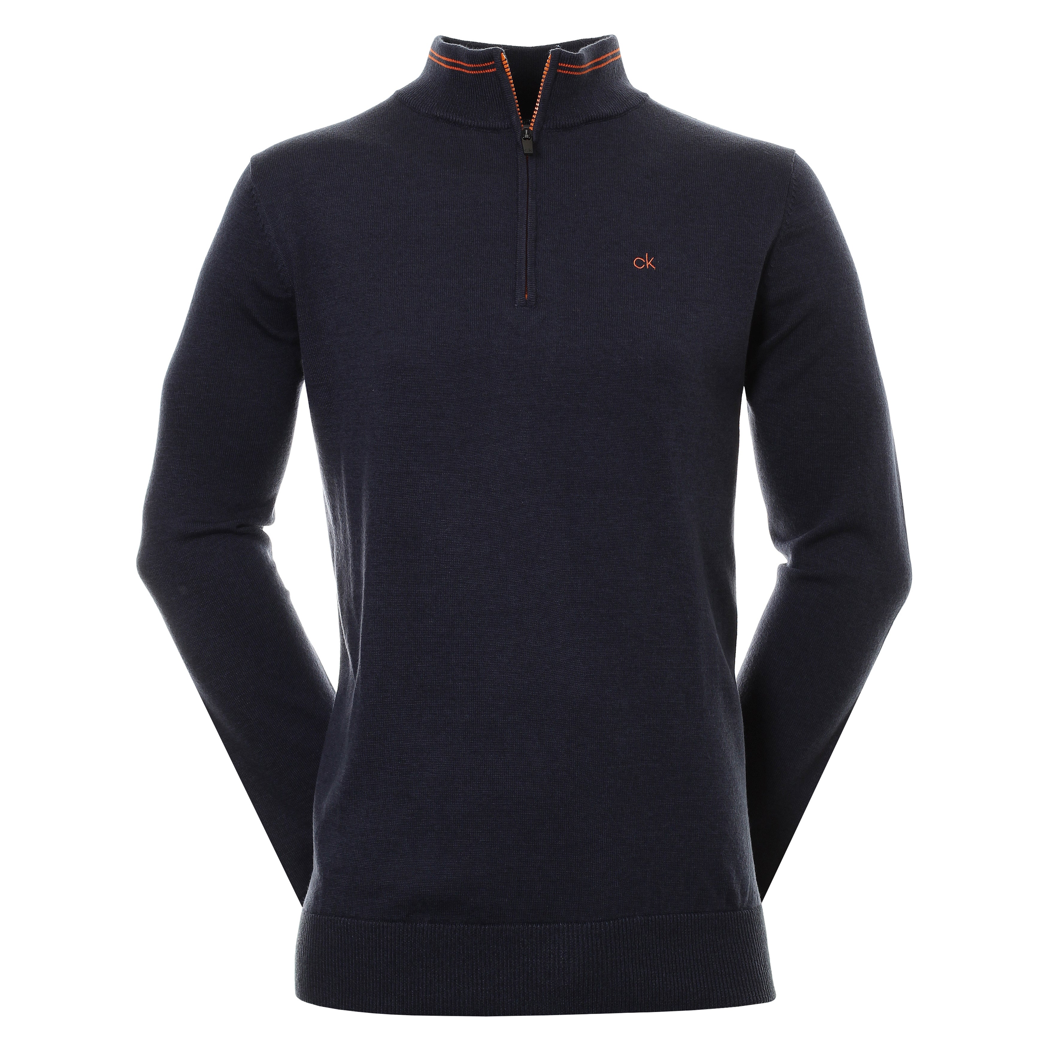 Calvin Klein Golf Monaco 1/2 Zip Sweater C9557 Denim Marl Orange ...
