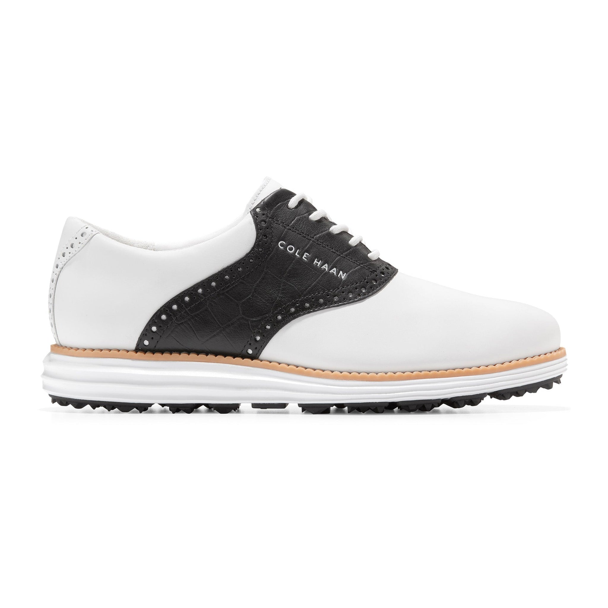 Cole Haan OriginalGrand Saddle Golf Shoes White/Black Croc 