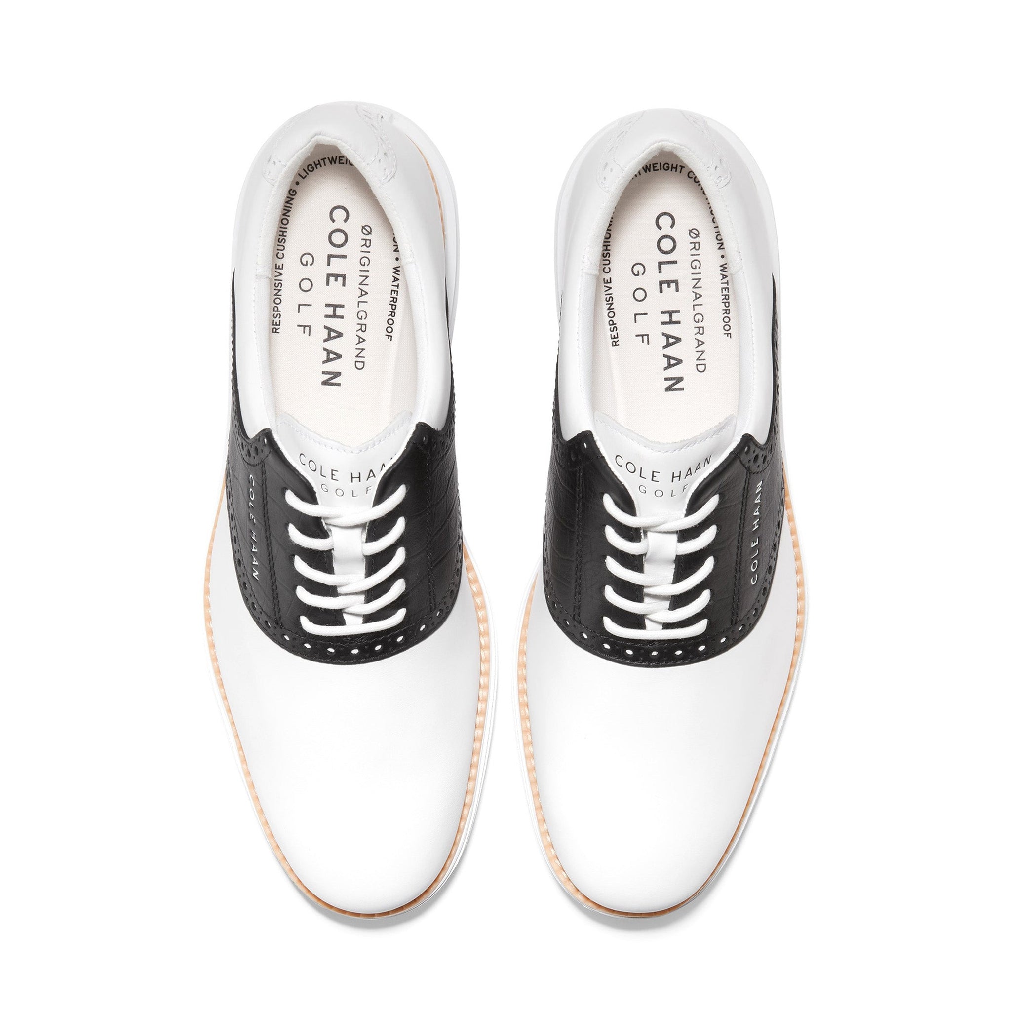 Cole Haan OriginalGrand Saddle Golf Shoes White/Black Croc 