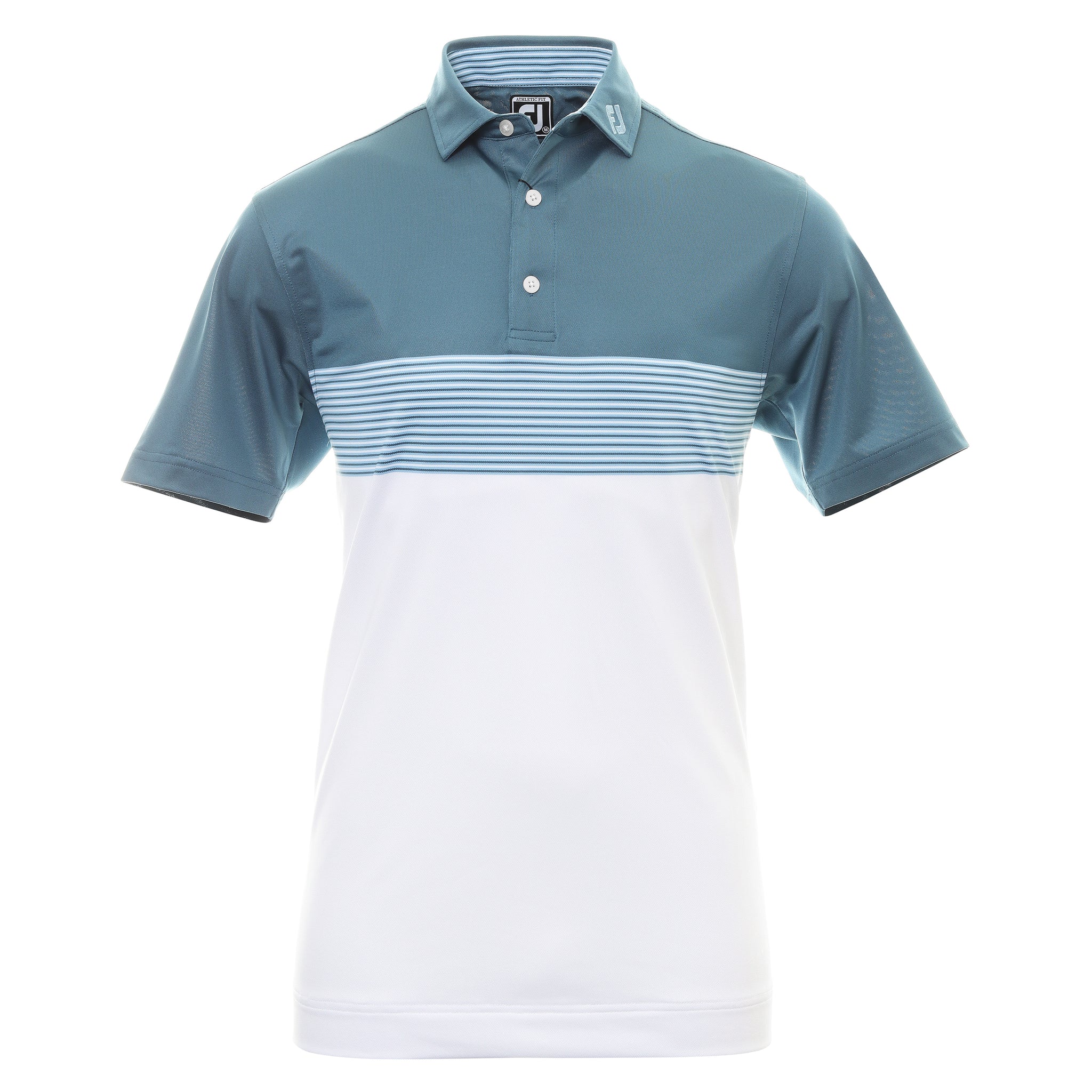 FootJoy Colour Block Pique Golf Shirt 88421 Ink White Dusk Blue ...