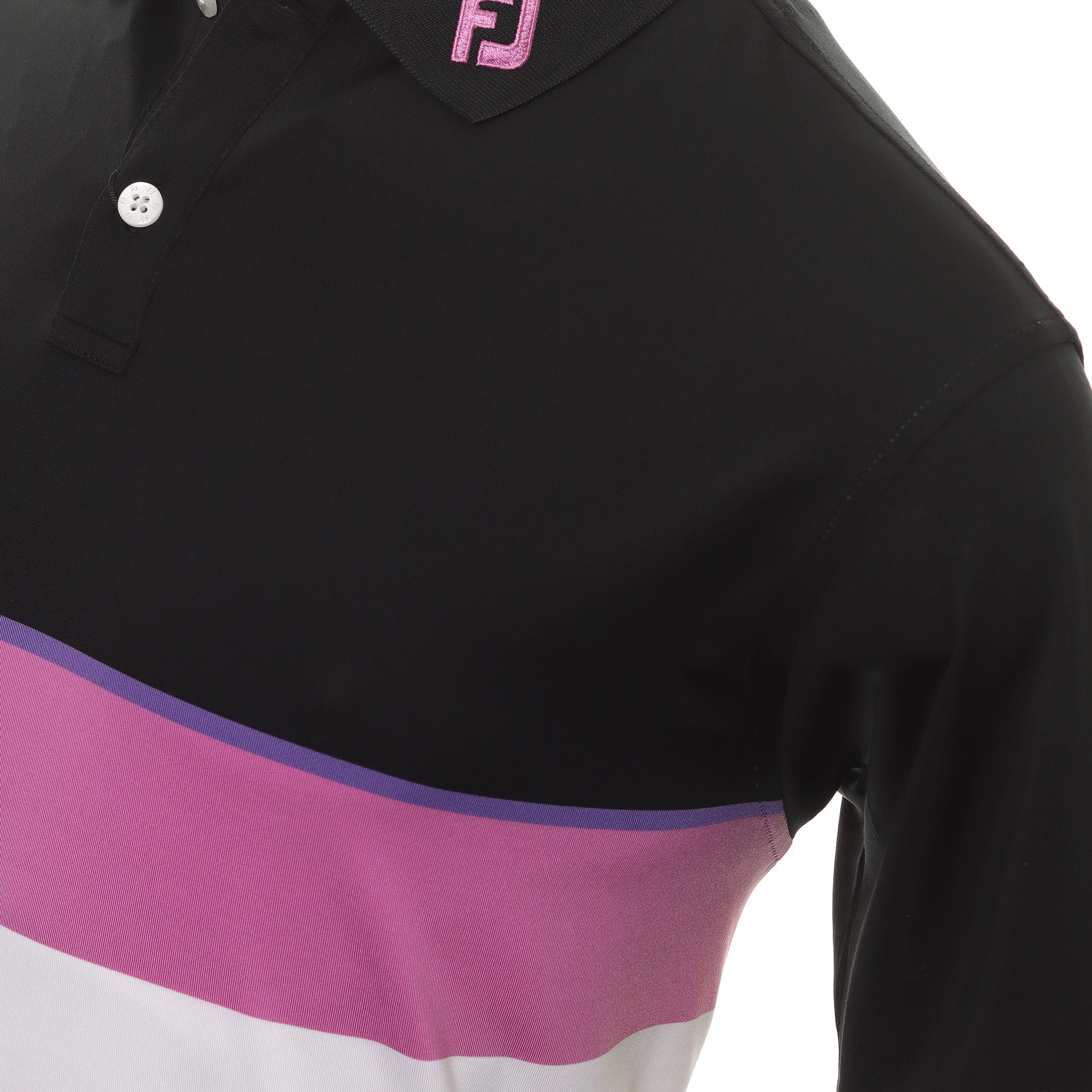 FootJoy Colour Theory Lisle Golf Shirt Black/Violet/Orchid/White