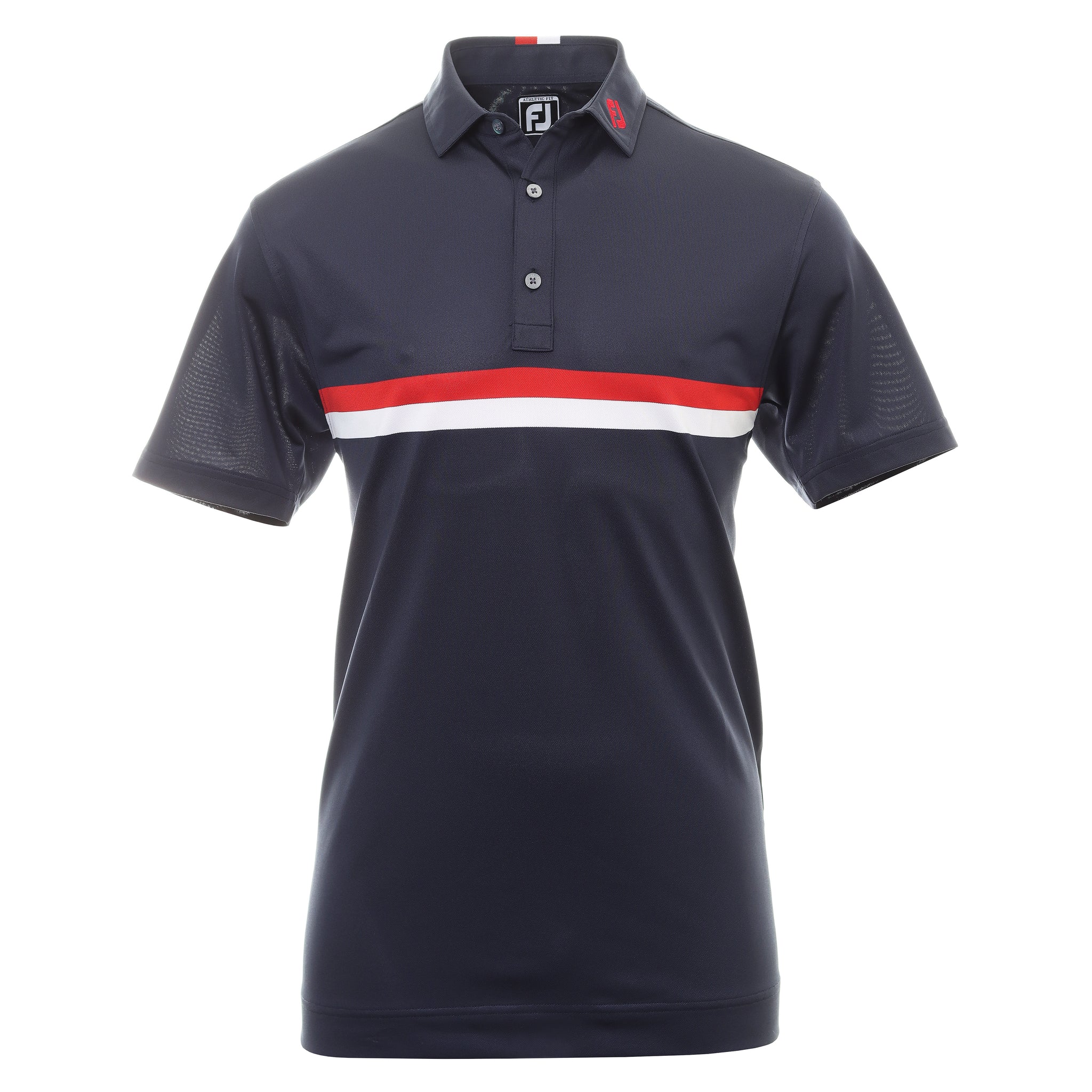 FootJoy Double Chest Band Pique Golf Shirt 88440 Navy Red White ...