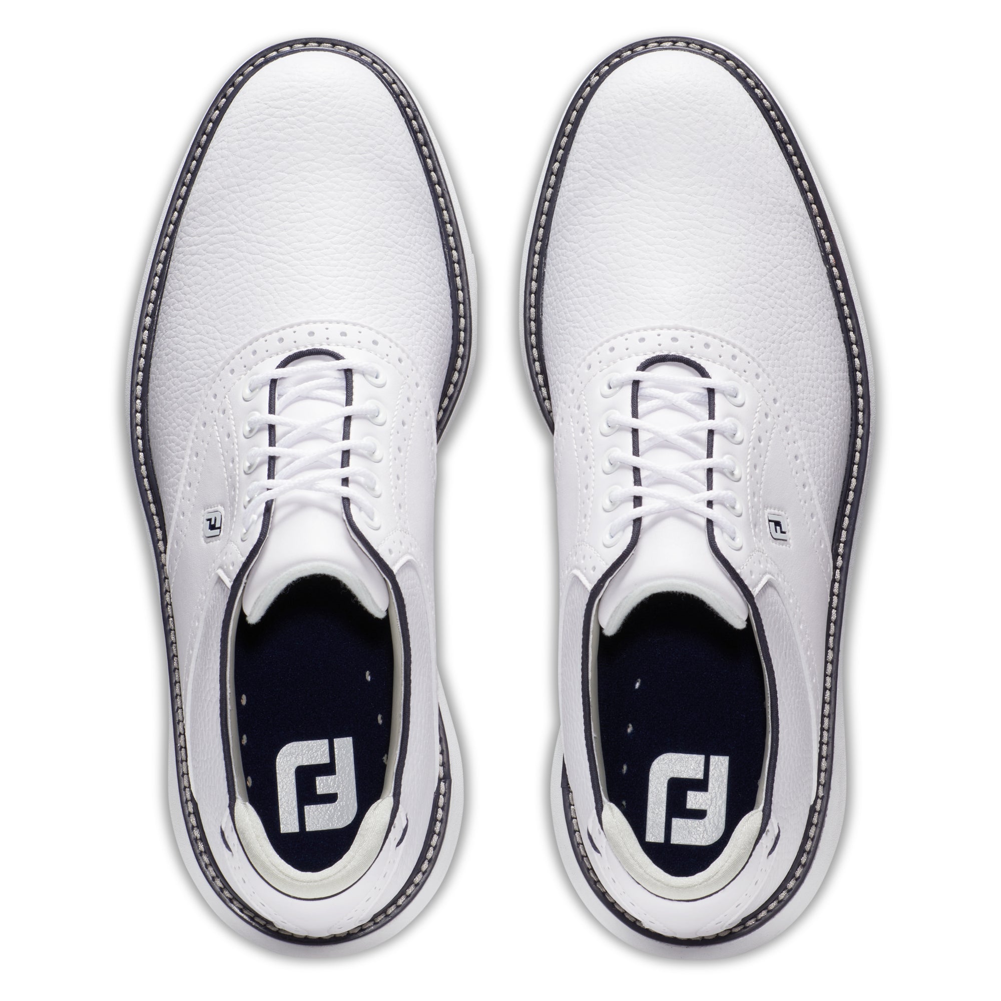 FootJoy FJ Traditions Spikeless Golf Shoes White/Navy