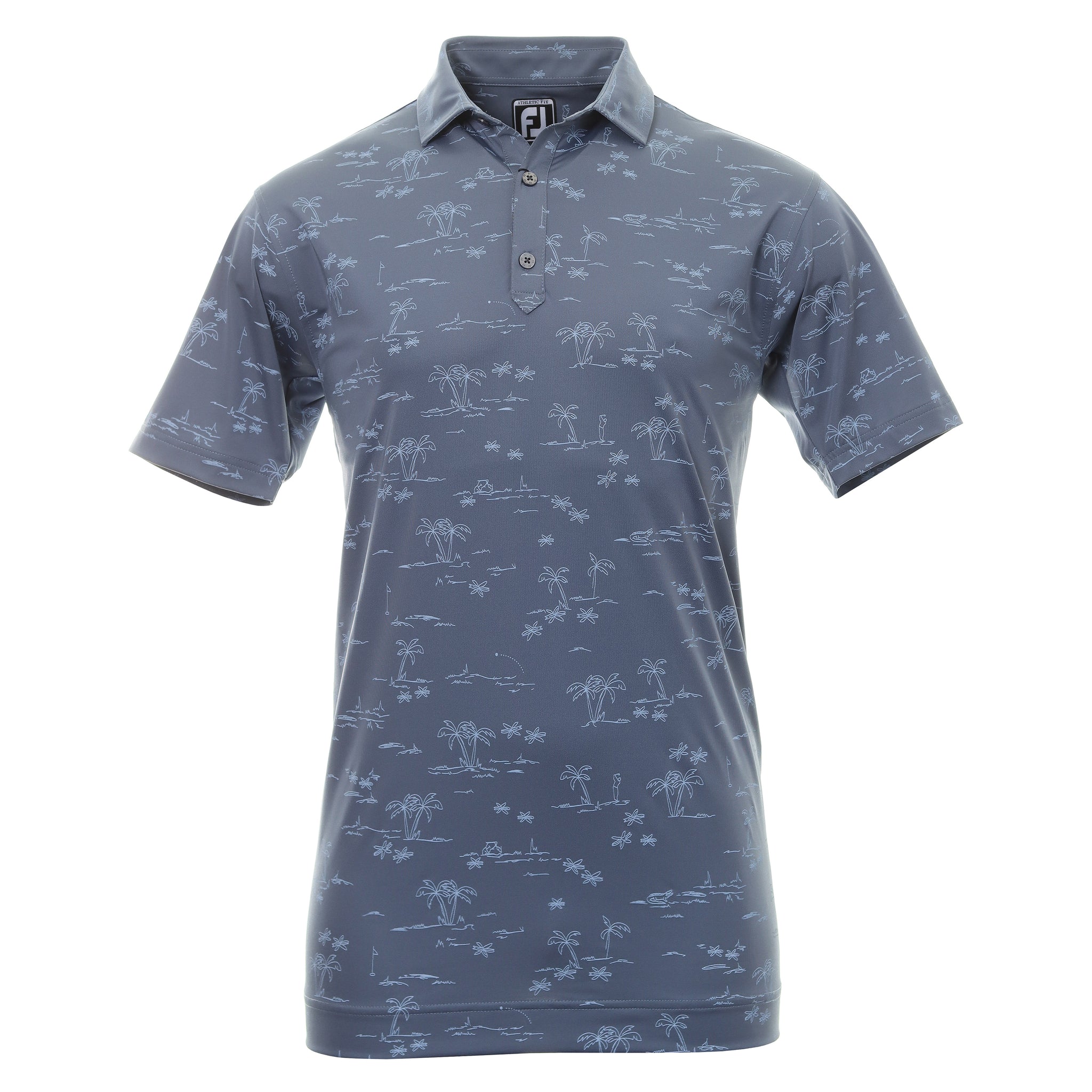 FootJoy Tropic Print Golf Shirt 88787 Bluestone Denim Function18