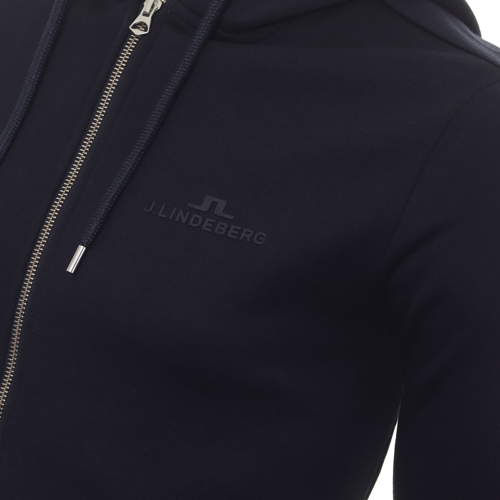 J.Lindeberg Alpha Cotton Fleece Zip Hoodie AMJS07674 JL Navy 6855