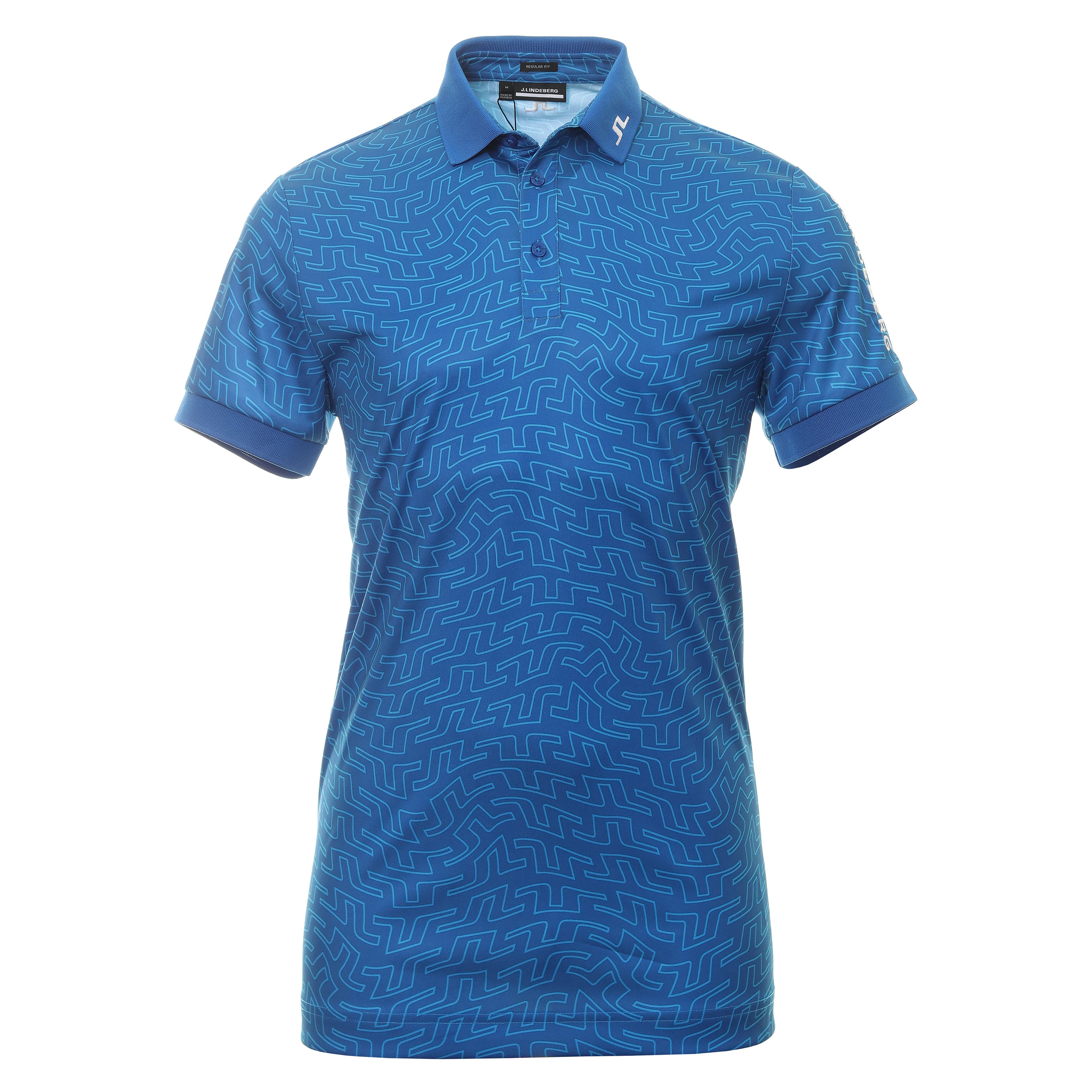 J.Lindeberg Golf Tour Tech Print Polo Shirt GMJT07644 Lapis Blue Bridge ...