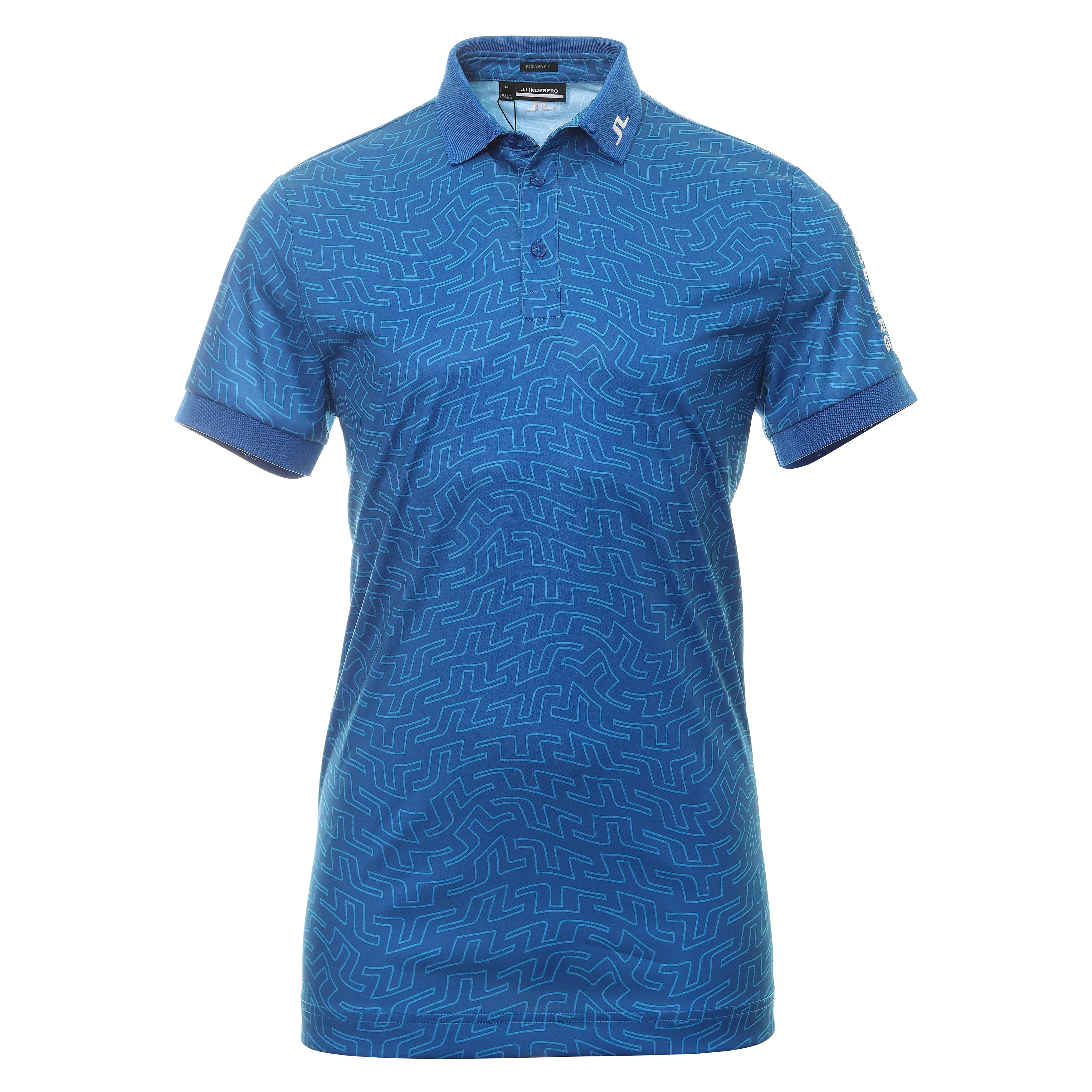 J.Lindeberg Golf Tour Tech Print Polo Shirt GMJT07644 Lapis Blue Bridge