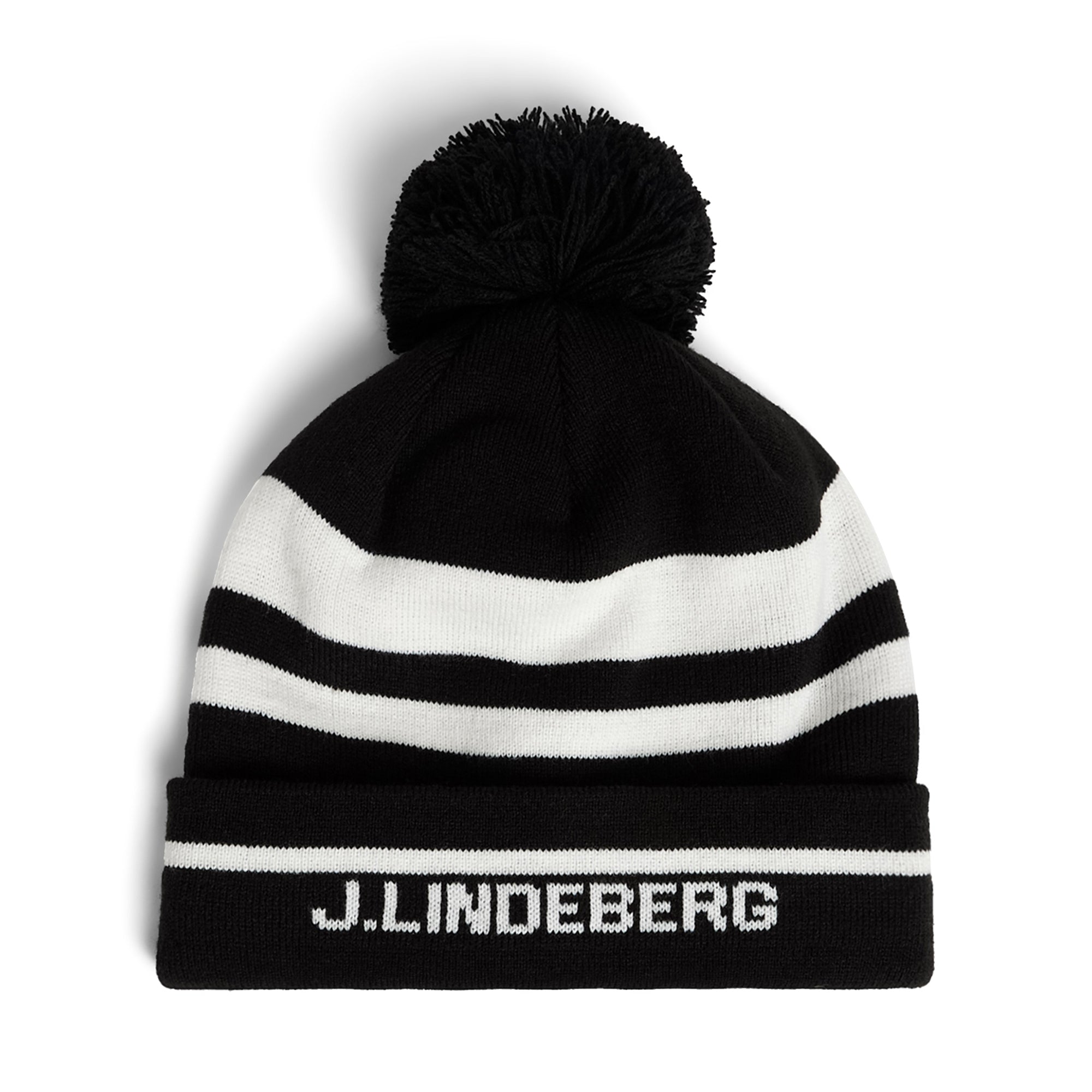 J.Lindeberg Stripe Beanie Hat GMAC08523 Black 9999 Function18
