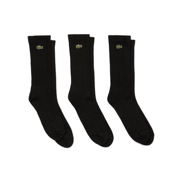 Lacoste 3 Pack Crew Cut Socks Black 8VM 