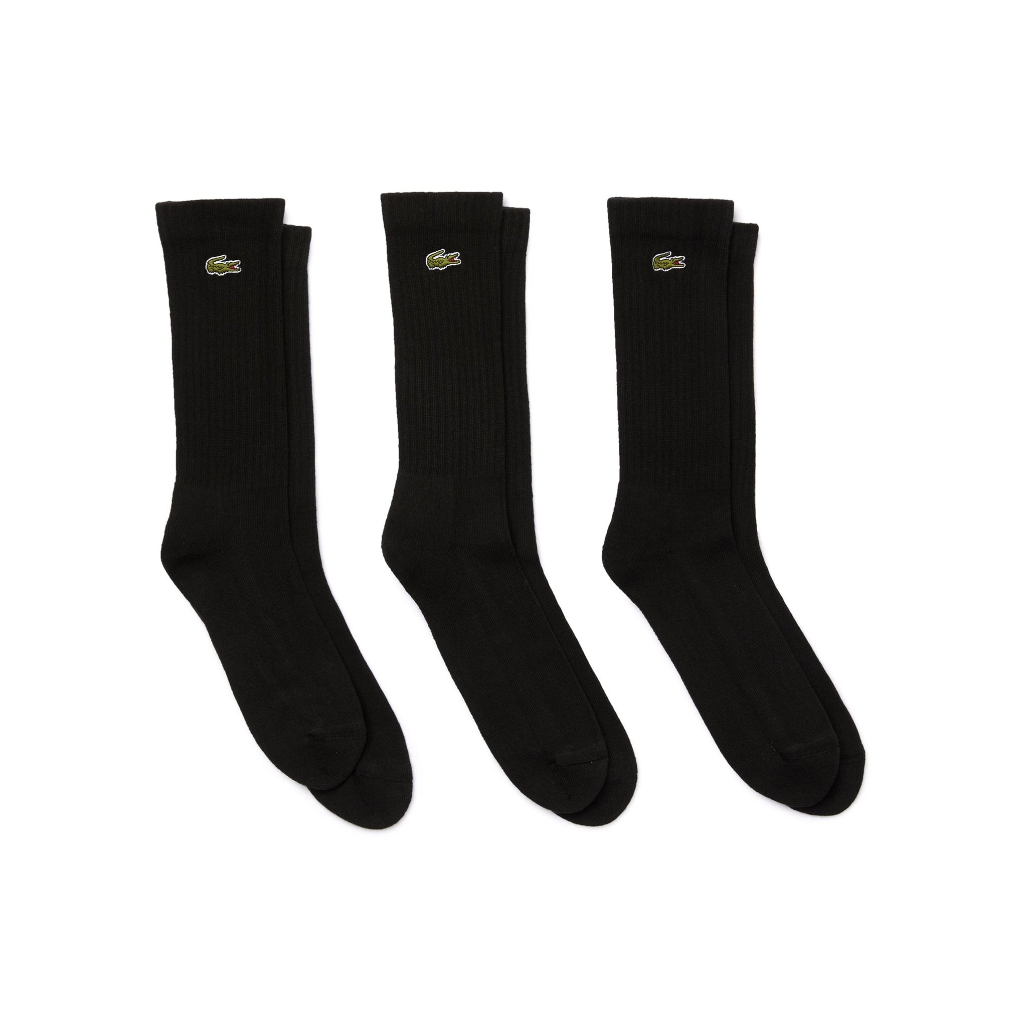 Lacoste 3 Pack Crew Cut Socks Black 8VM 