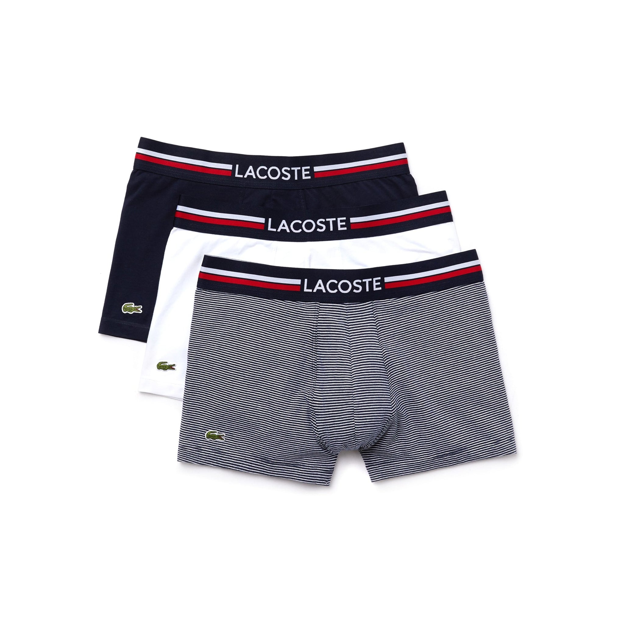Lacoste Cotton Stretch Trunk 3-Pack Navy Stripe/White/Navy 525
