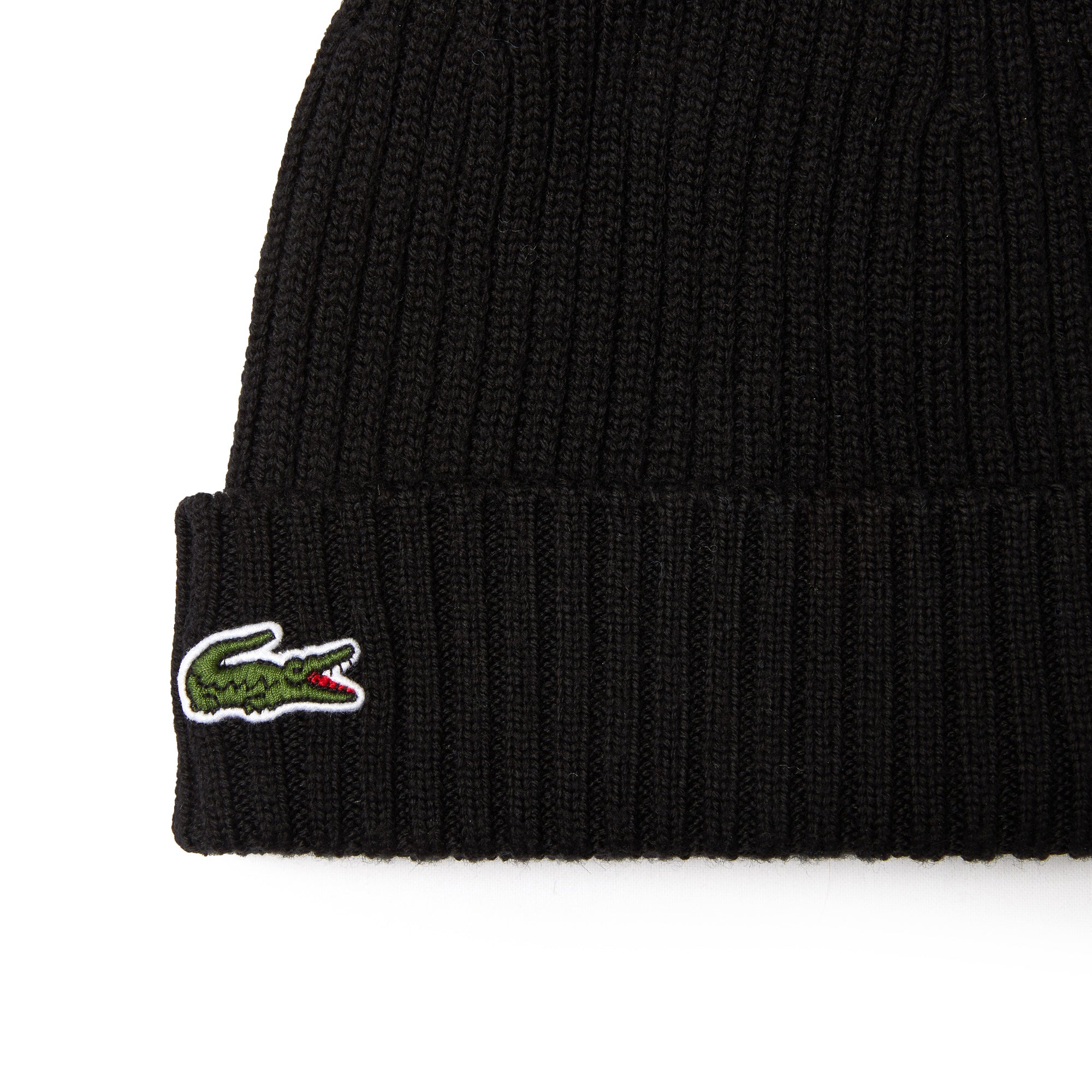 Lacoste Ribbed Wool Beanie Hat