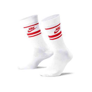 Nike Golf Everyday Essential Crew Stripe Socks - 3 Pair White/Uni Red 102