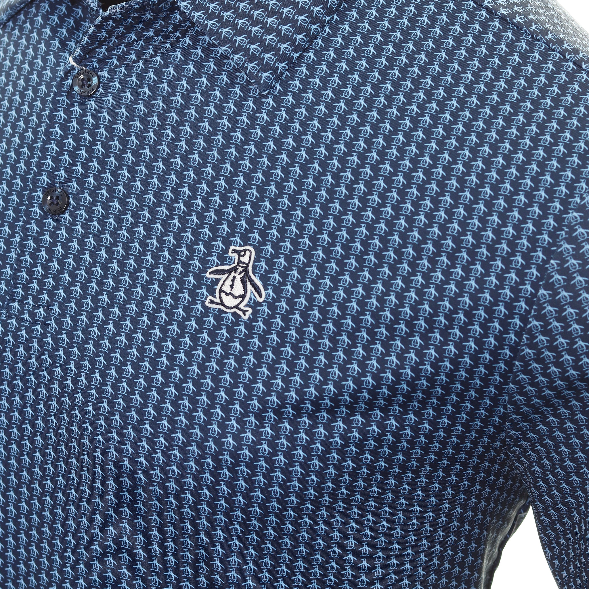 Original Penguin Golf Allover Pete Printed Polo Shirt Black Iris 417